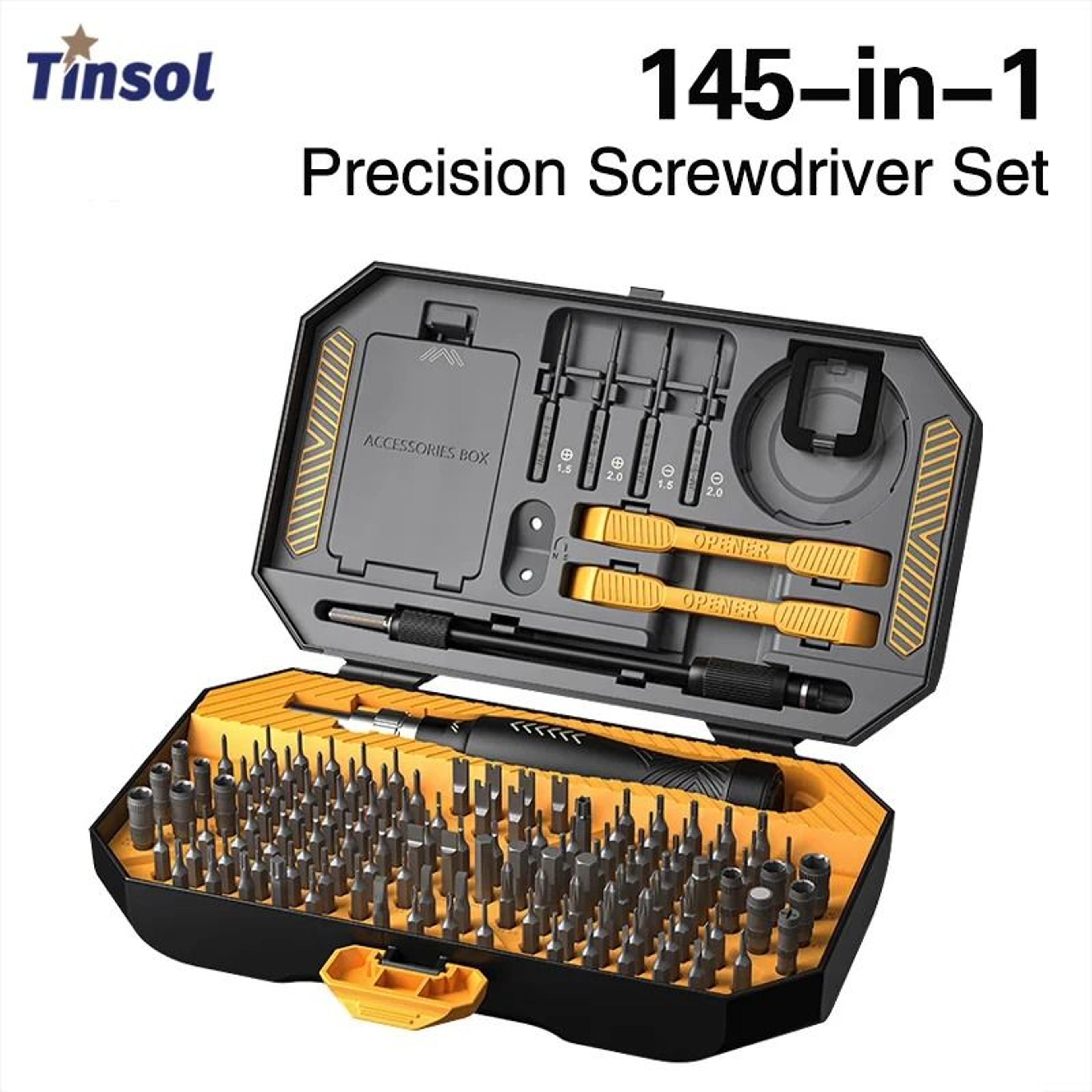 145 in 1 precision screwdriver set with magnetic bits and esd safe handle