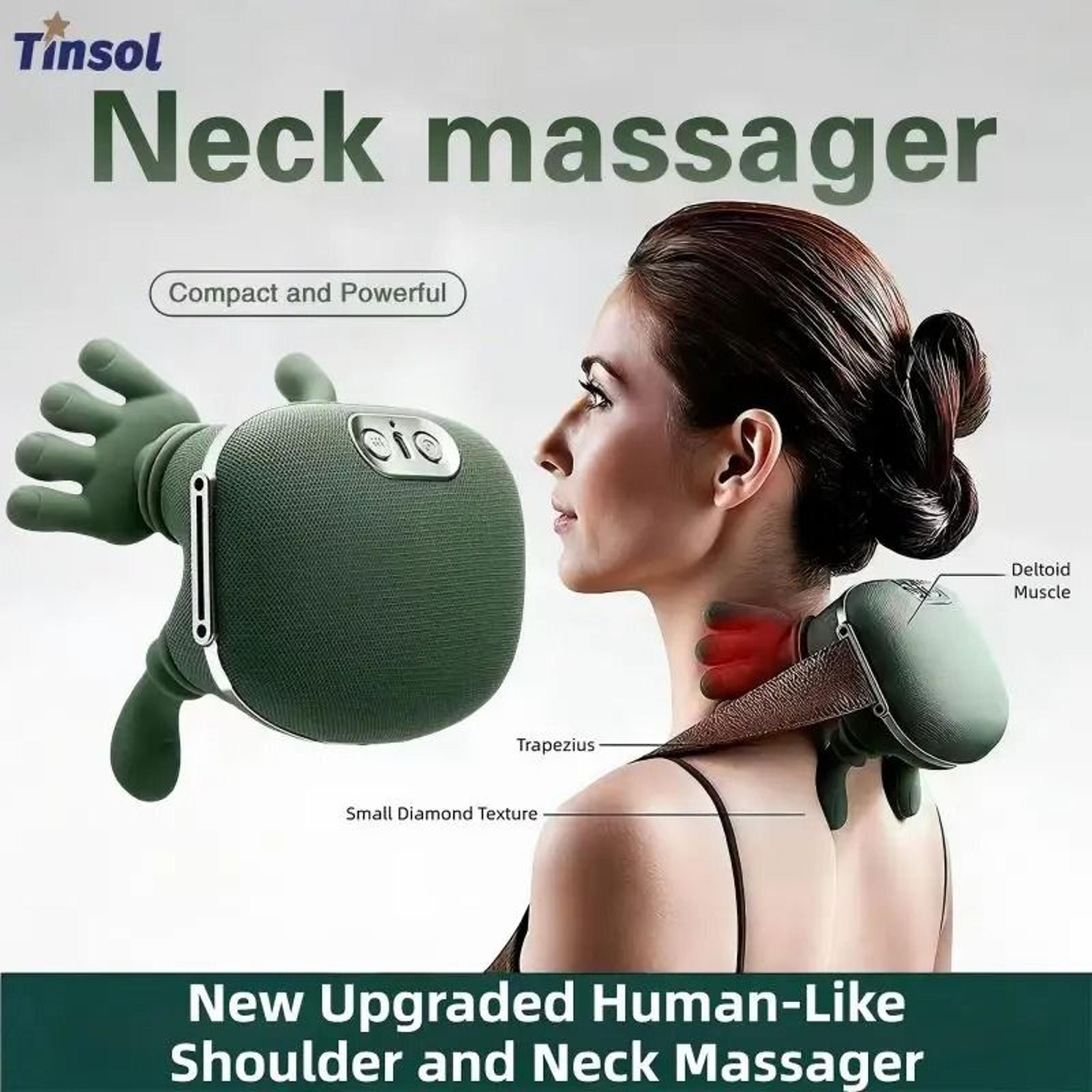 wireless neck and shoulder massager with bionic finger kneading and heat