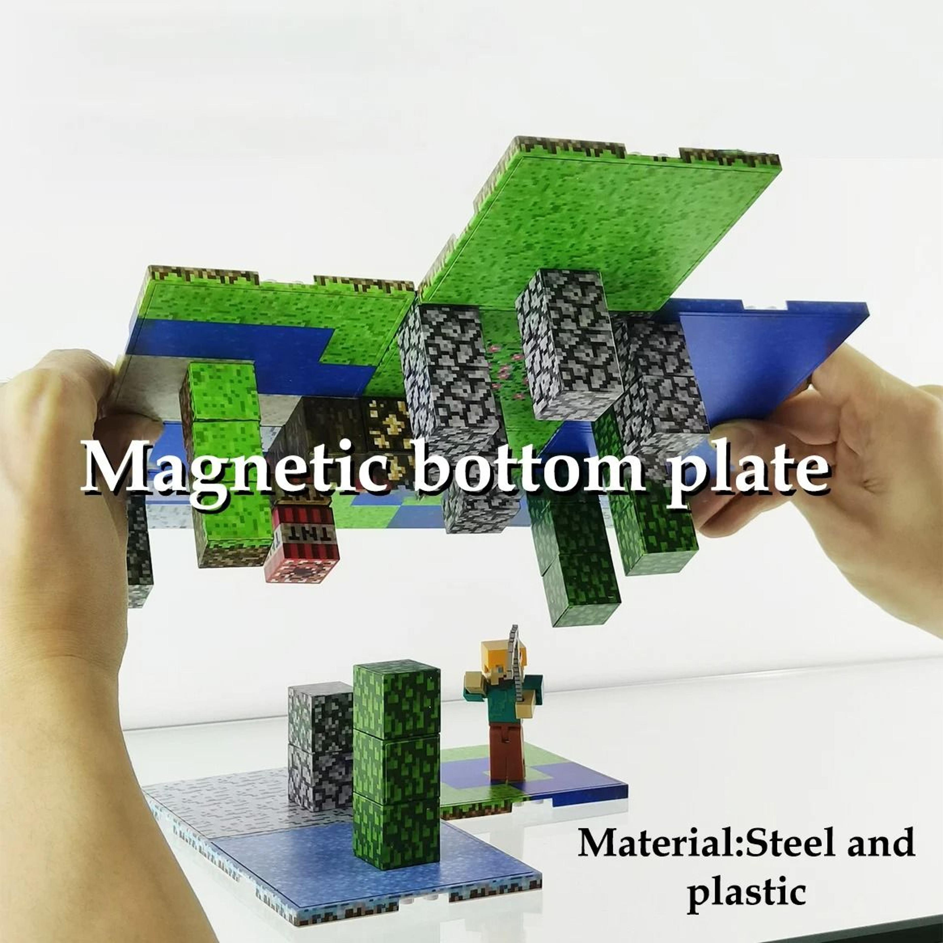 magnetic base plate for building block sets compatible with mine world toys