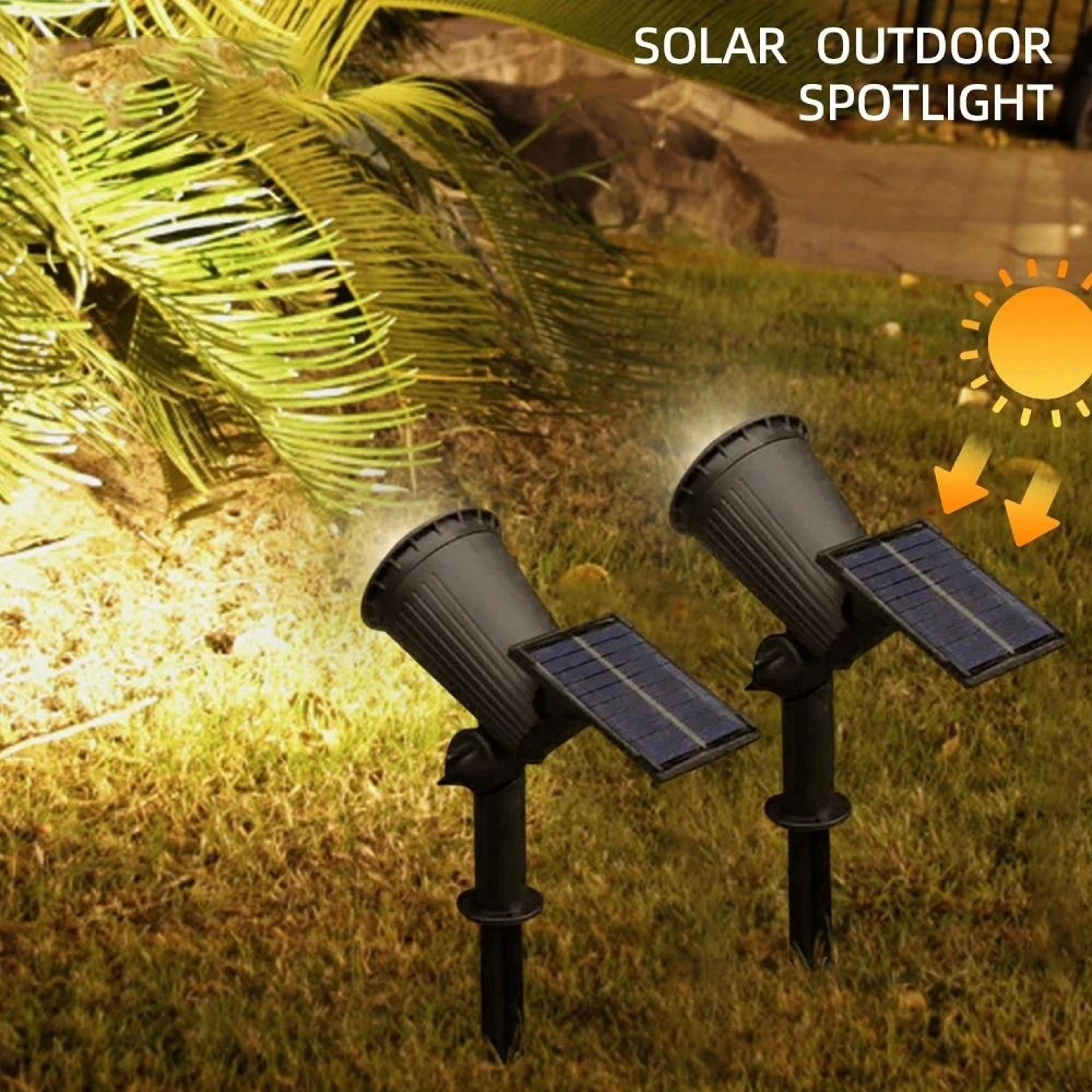 rgb solar spotlight outdoor garden light with adjustable angle and ground stake