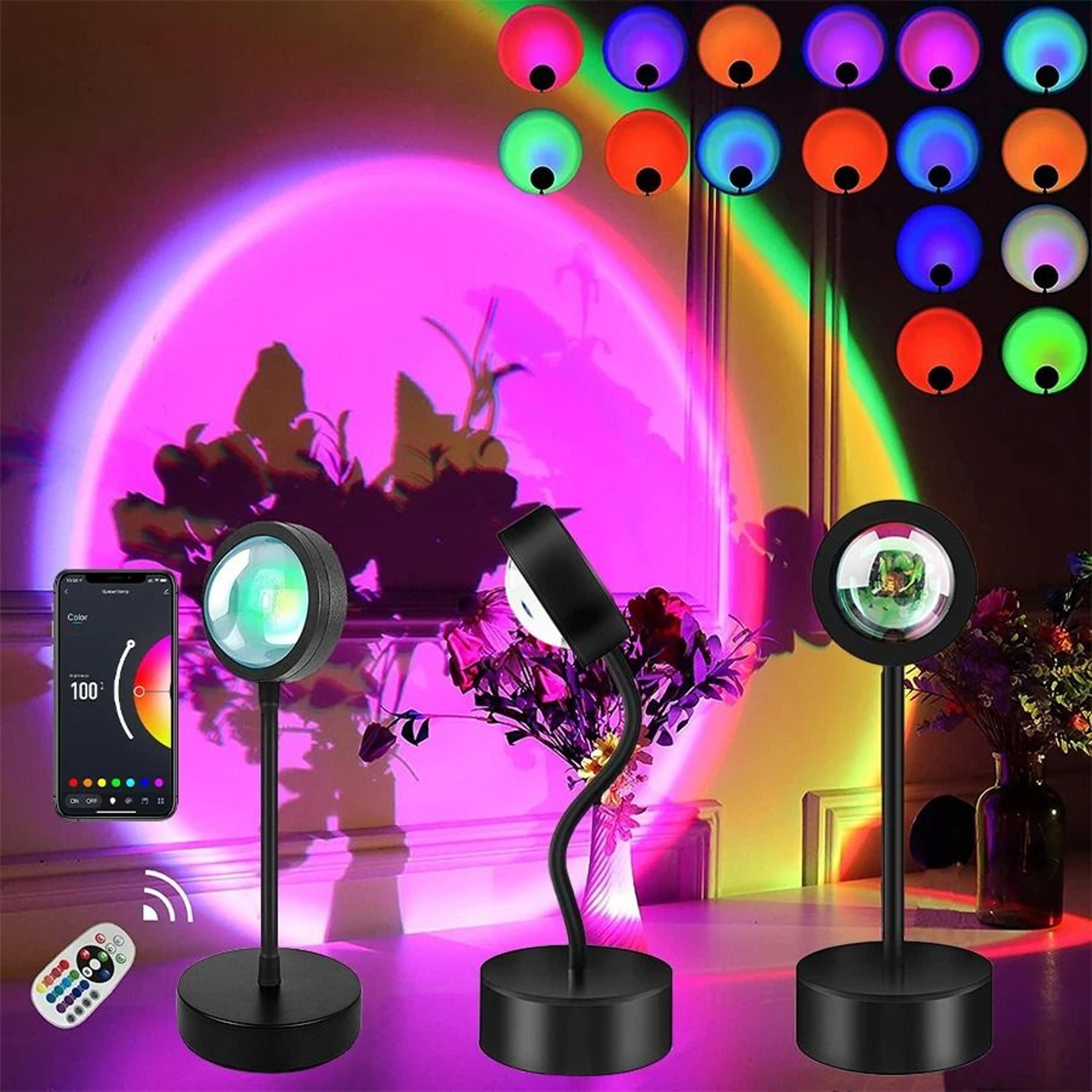 rgb sunset projector lamp 360 degree rotating mood light with remote