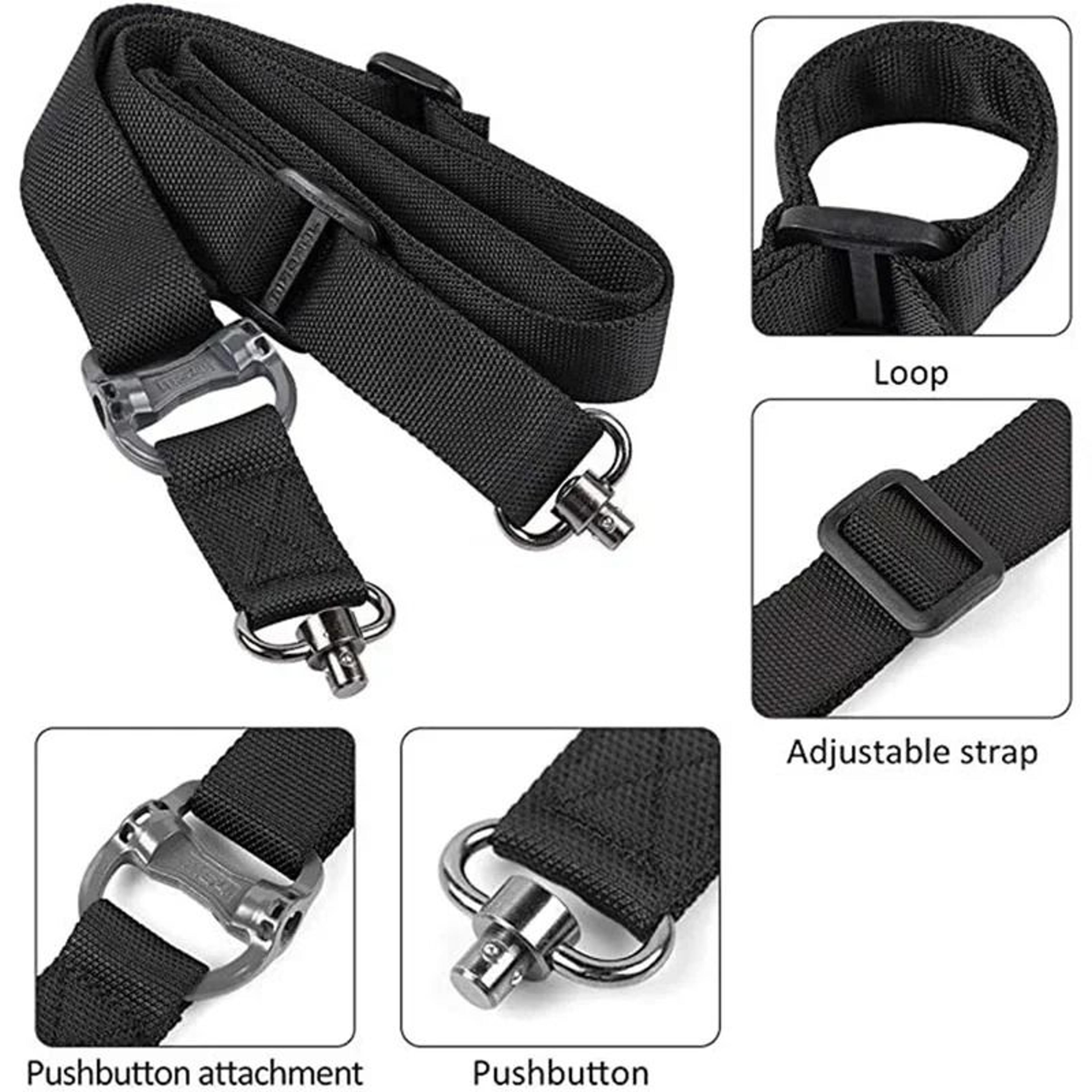 adjustable two point tactical rifle sling with quick release swivel