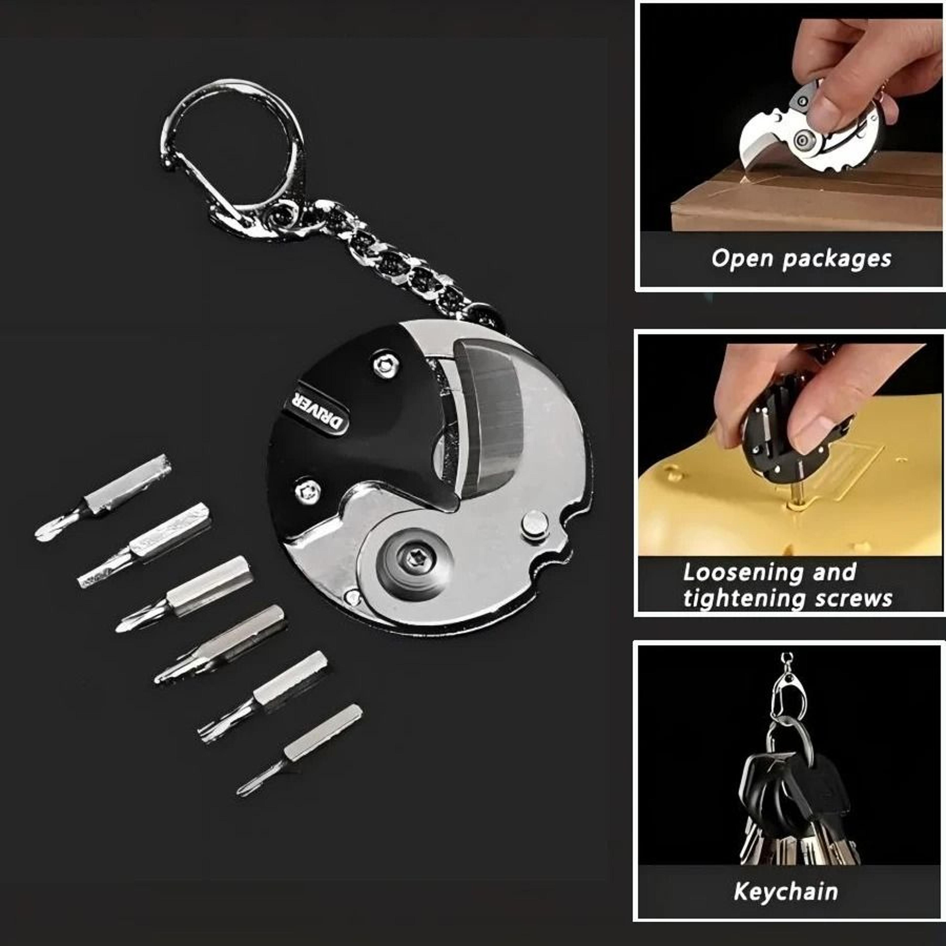 mini coin folding pocket knife keychain stainless steel outdoor multi tool