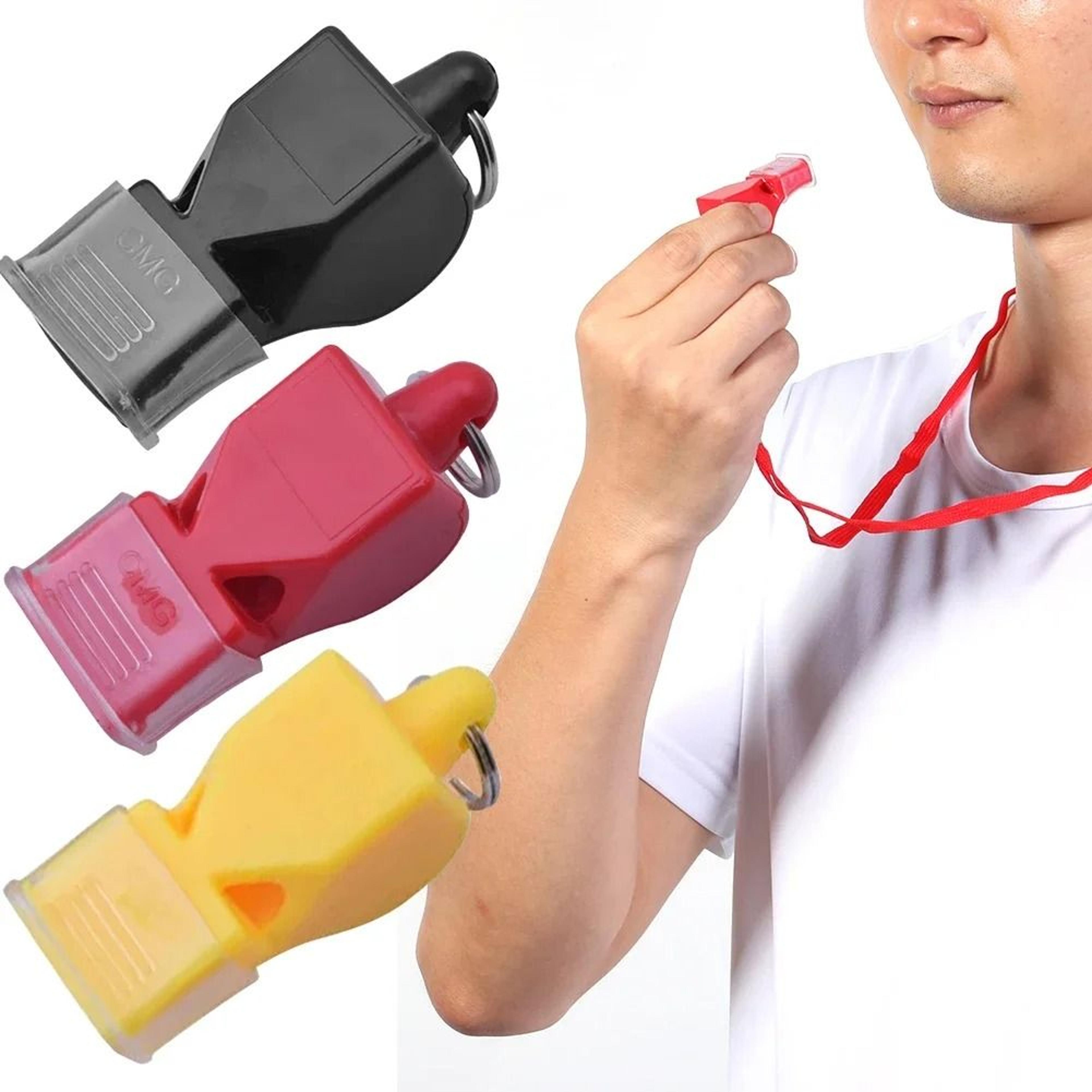 outdoor sports safety plastic whistle with lanyard