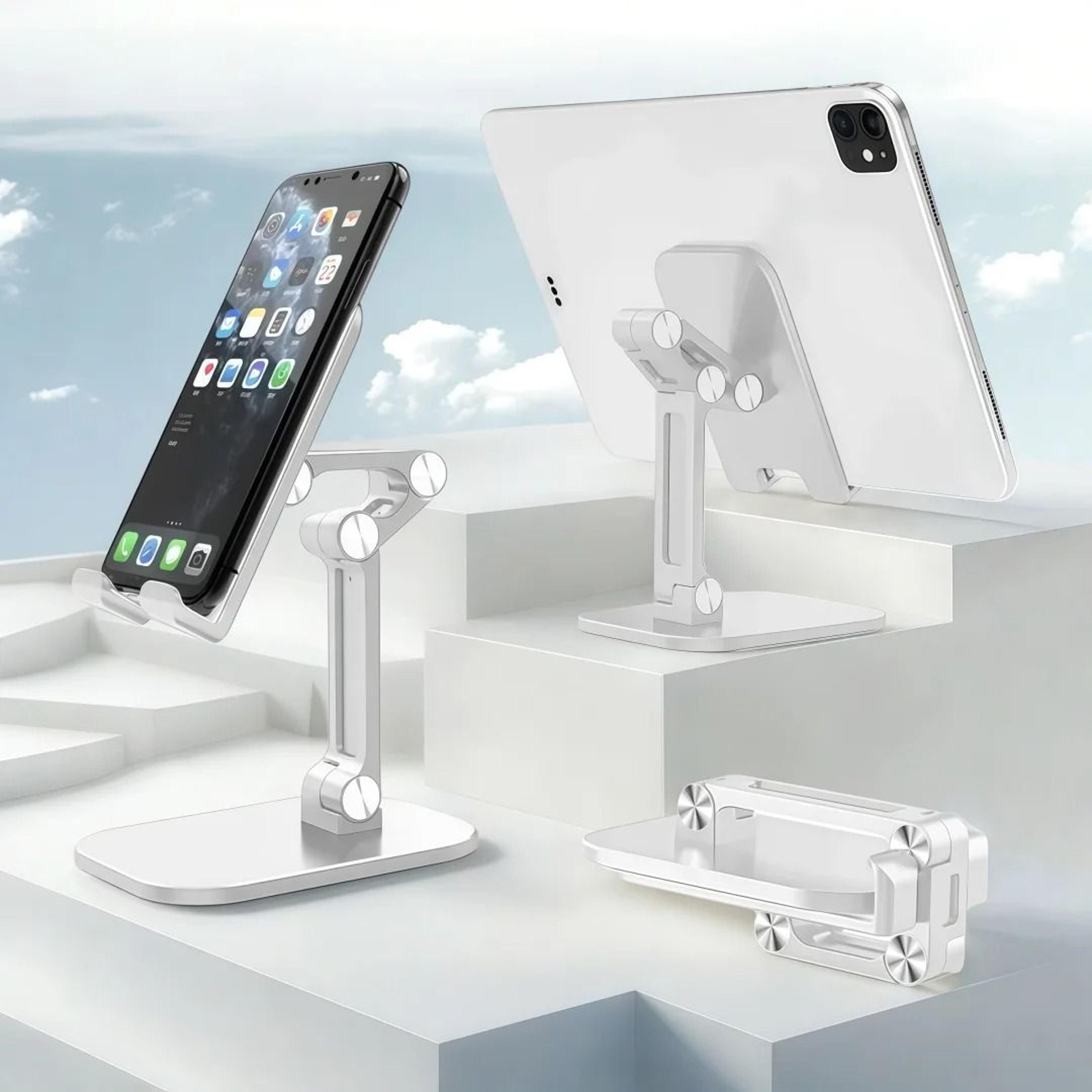 foldable desktop phone stand with adjustable height and multi-angle universal support