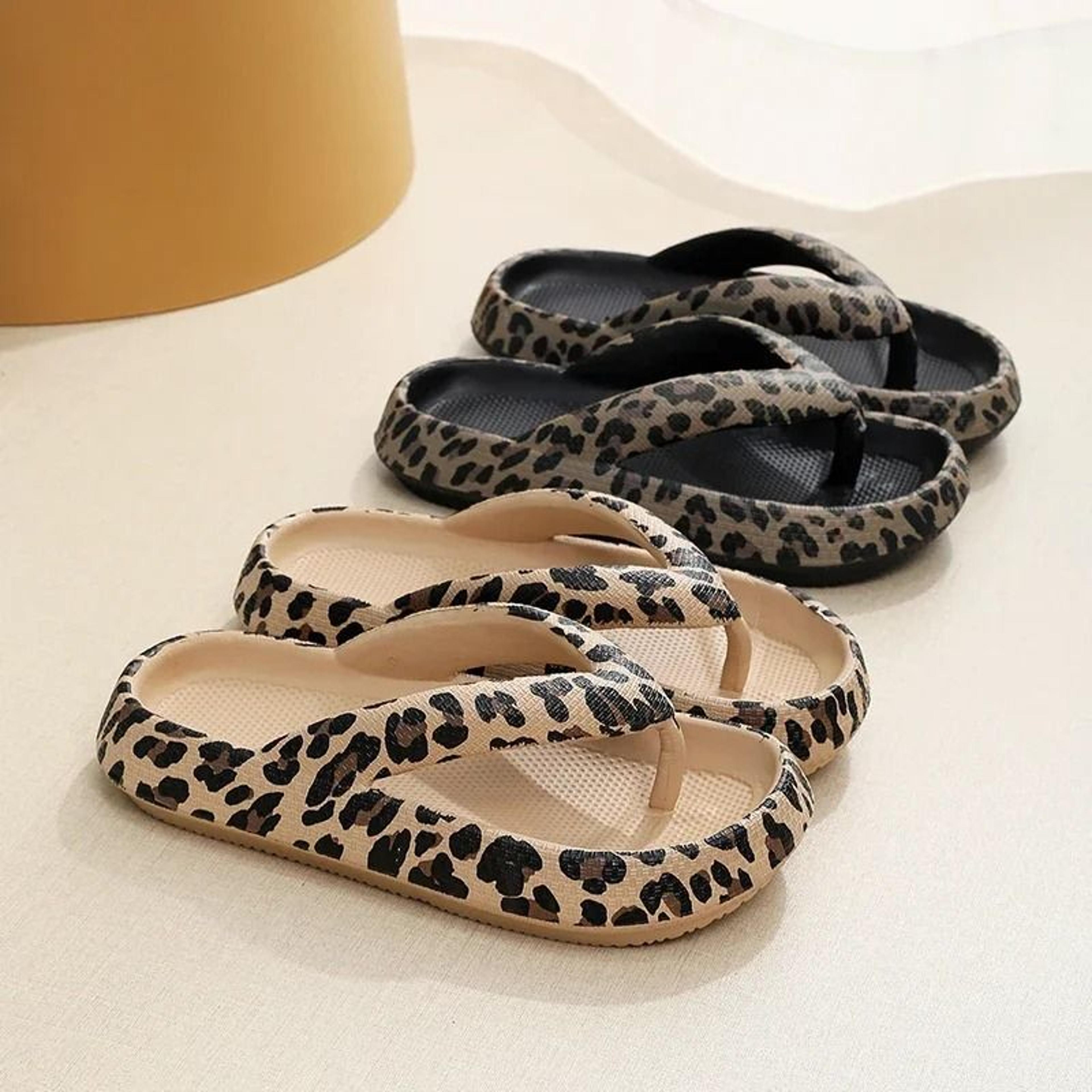 summer new women sandals comfort flip-flop leopard soft thick-soled cloud slippers