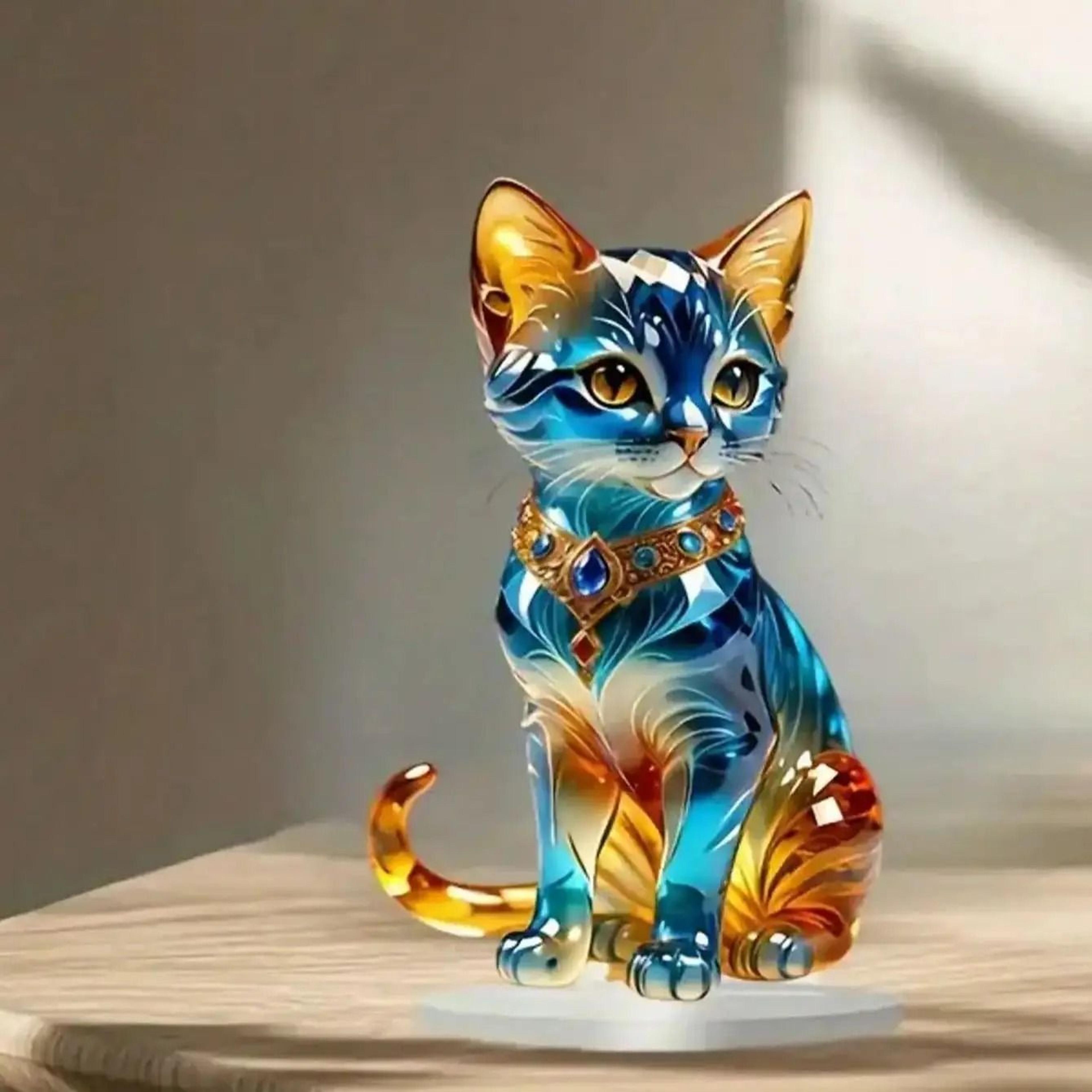 elegant exotic cat tabletop decoration animal themed home and office sculpture