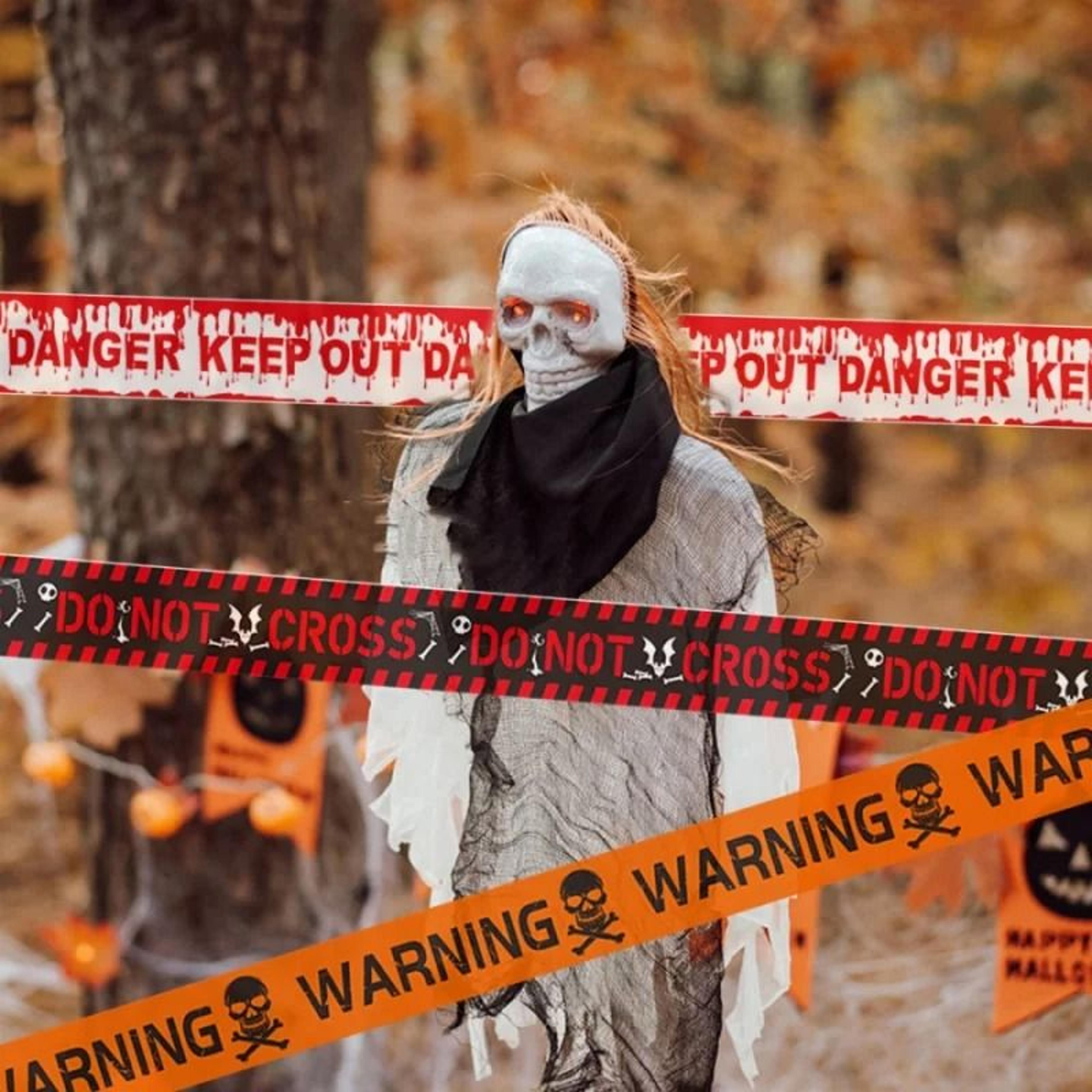 1pc halloween warning strip plastic isolation tape haunted house horror atmosphere decoration