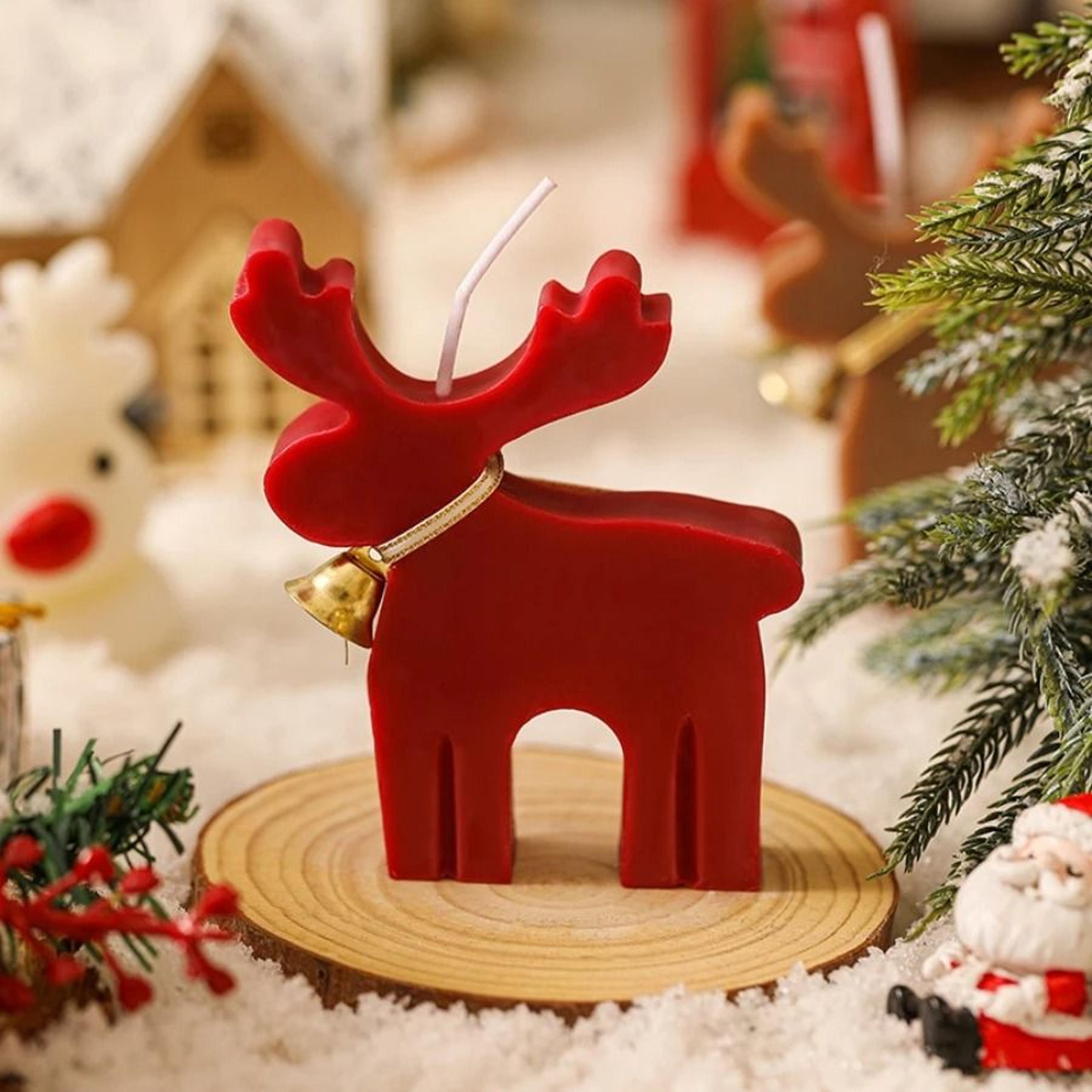 1 red reindeer scented candle creative christmas festive atmosphere party decoration ornament
