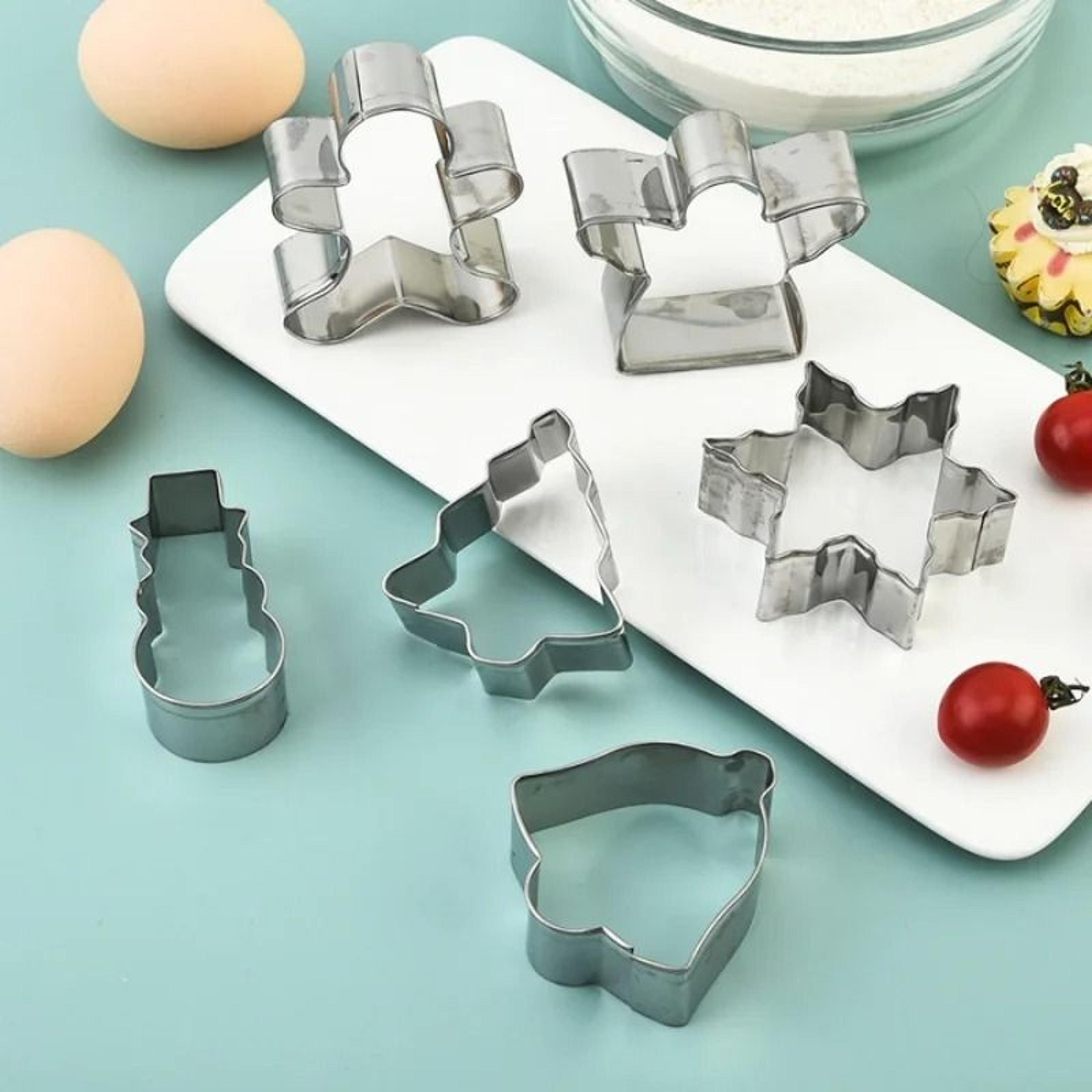3/5pcs christmas snowflake cookie mold stainless steel kitchen baking tool gingerbread man tree heart mold