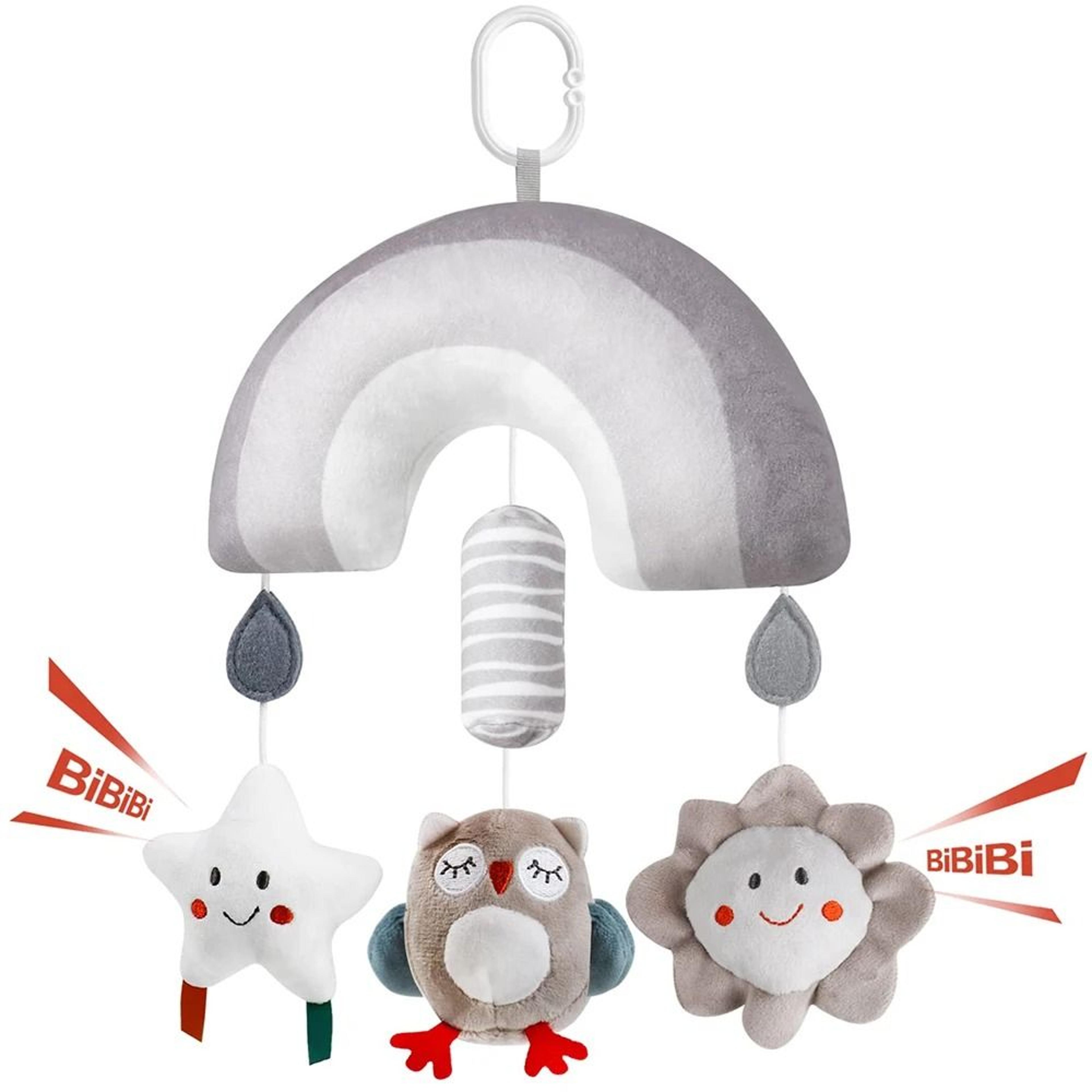 clip on hanging plush toy stroller and car seat sensory activity baby toys with wind chimes