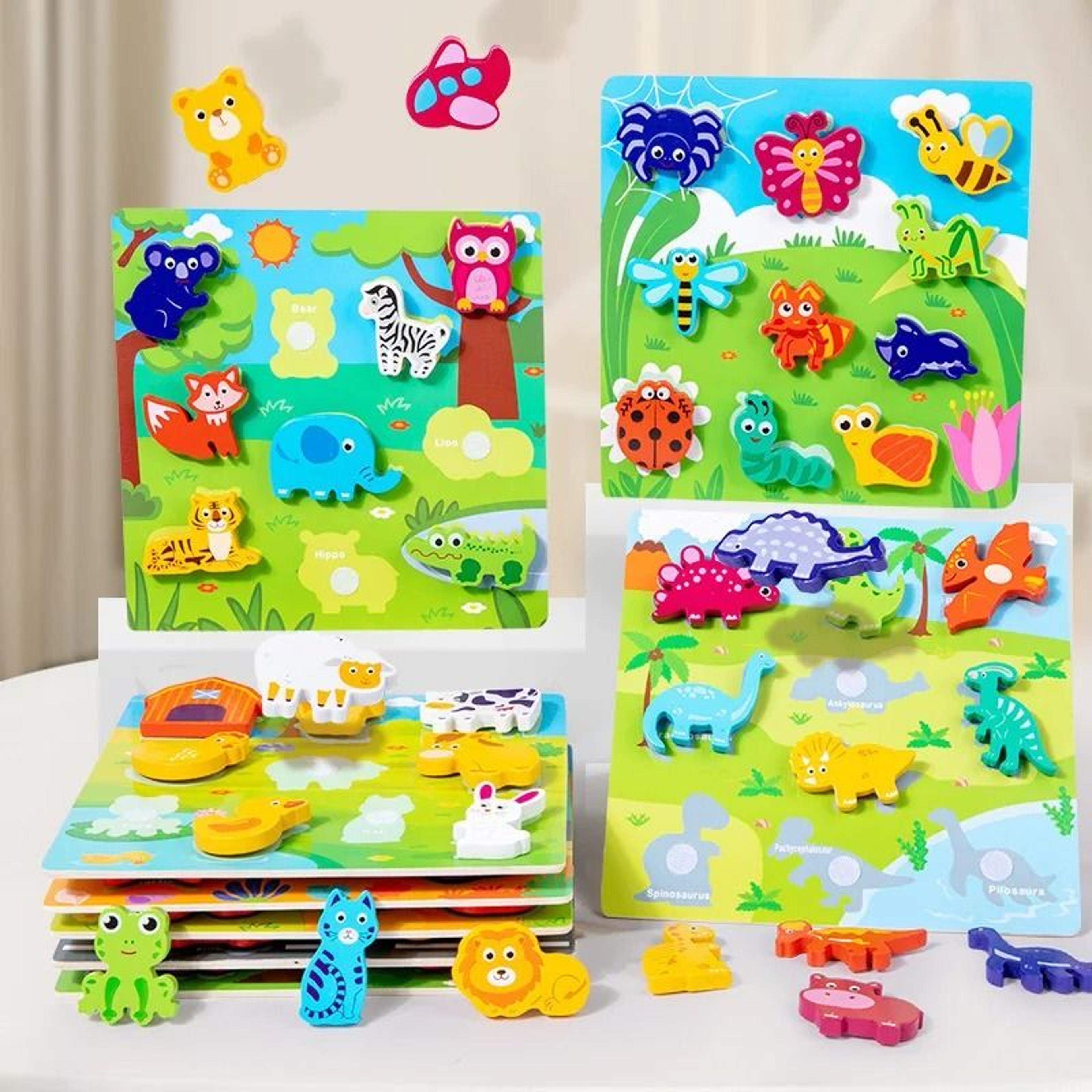 children's 3d puzzle early education fun diy paste wood educational toys for kids