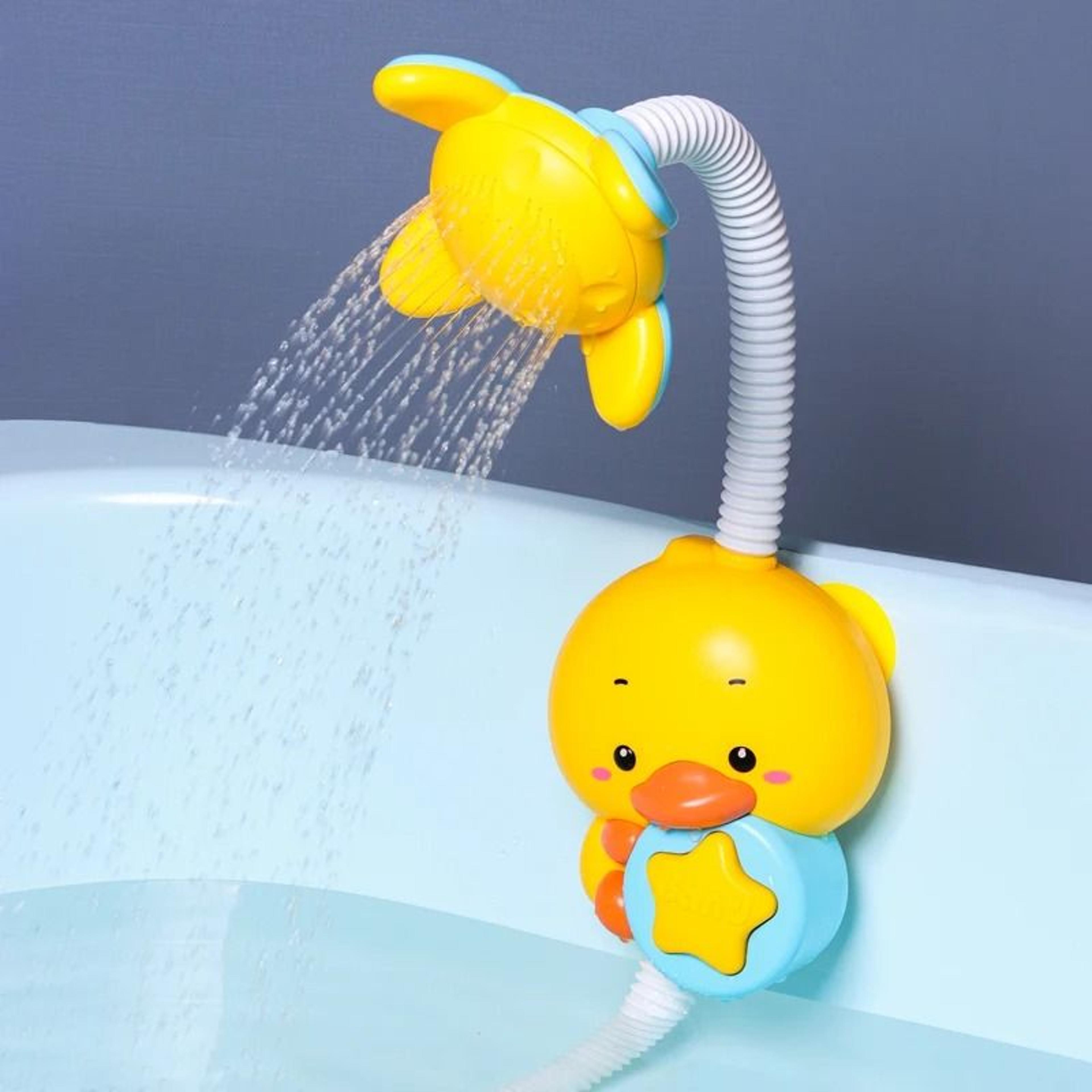 qwz new bath toys baby water game duck model faucet electric water spray shower