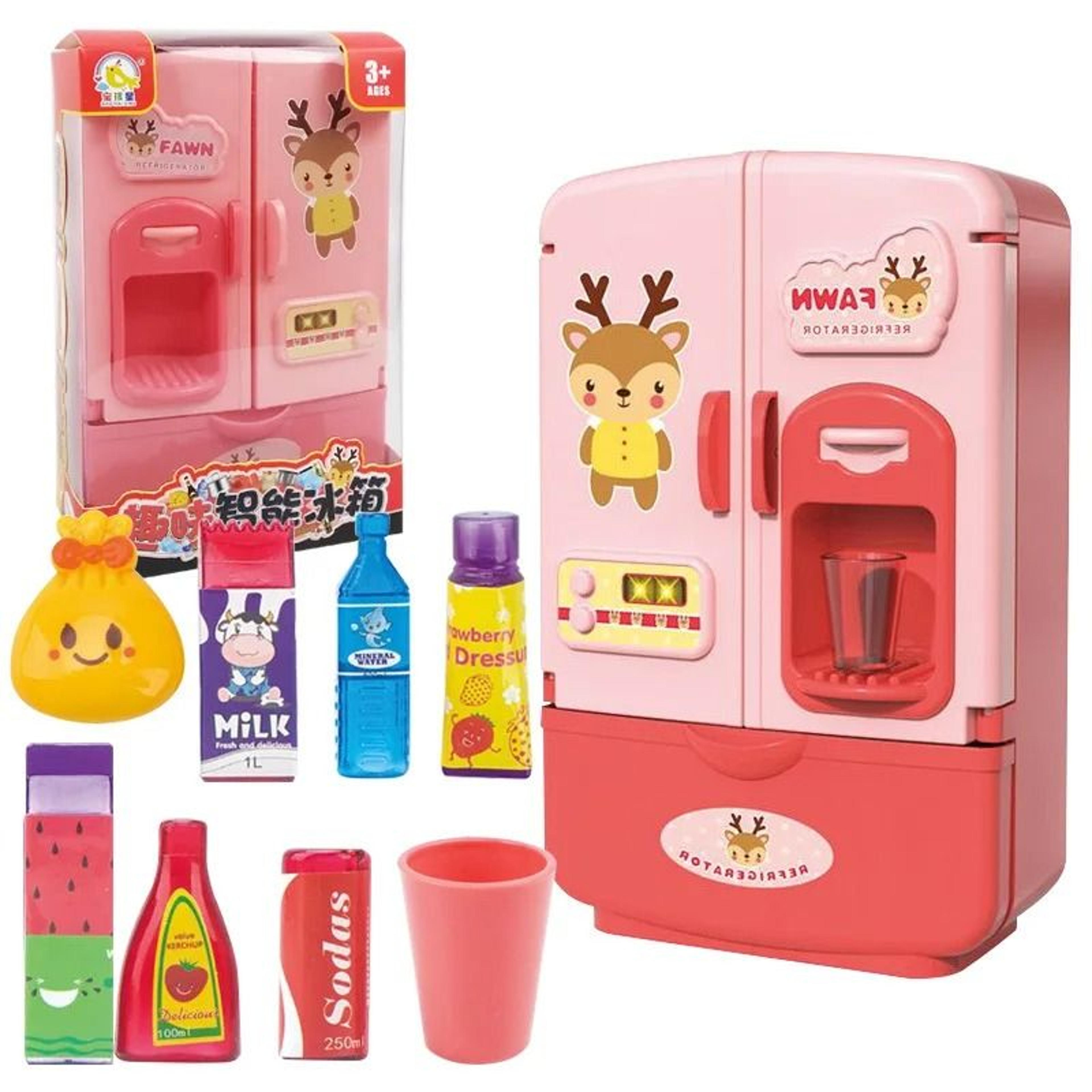 kids pretend play fridge kitchen set with lights, sounds & food accessories