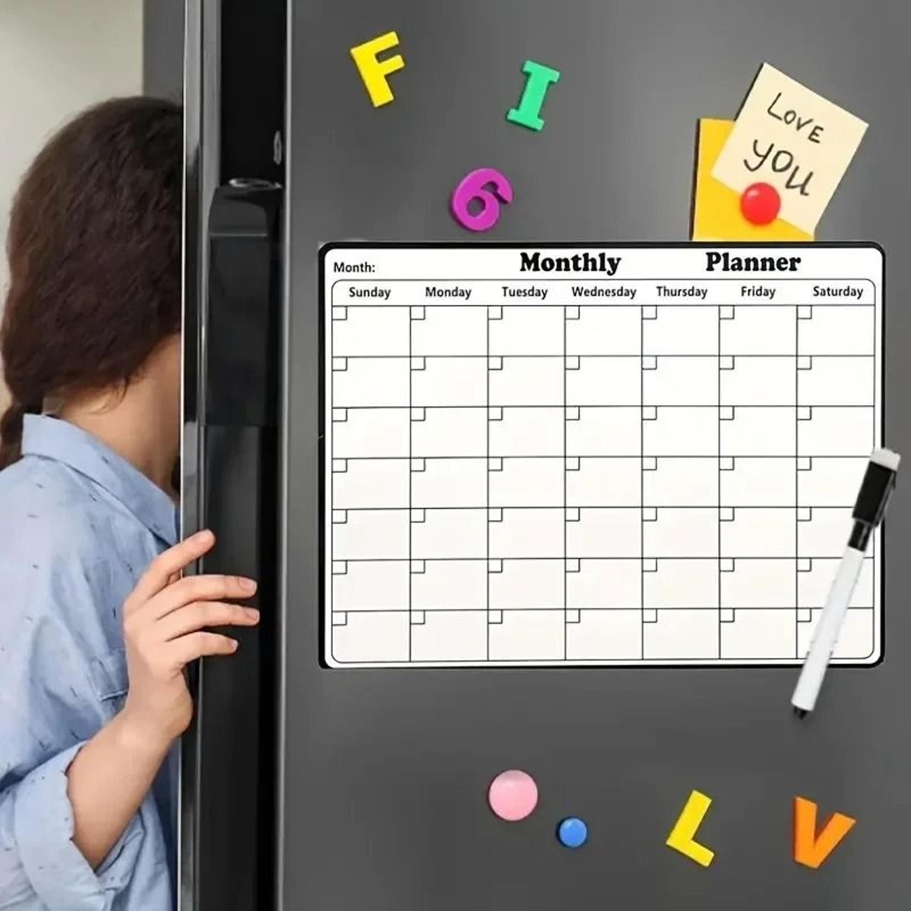 1pc stylish magnetic dry erase calendar - versatile monthly planner for refrigerator