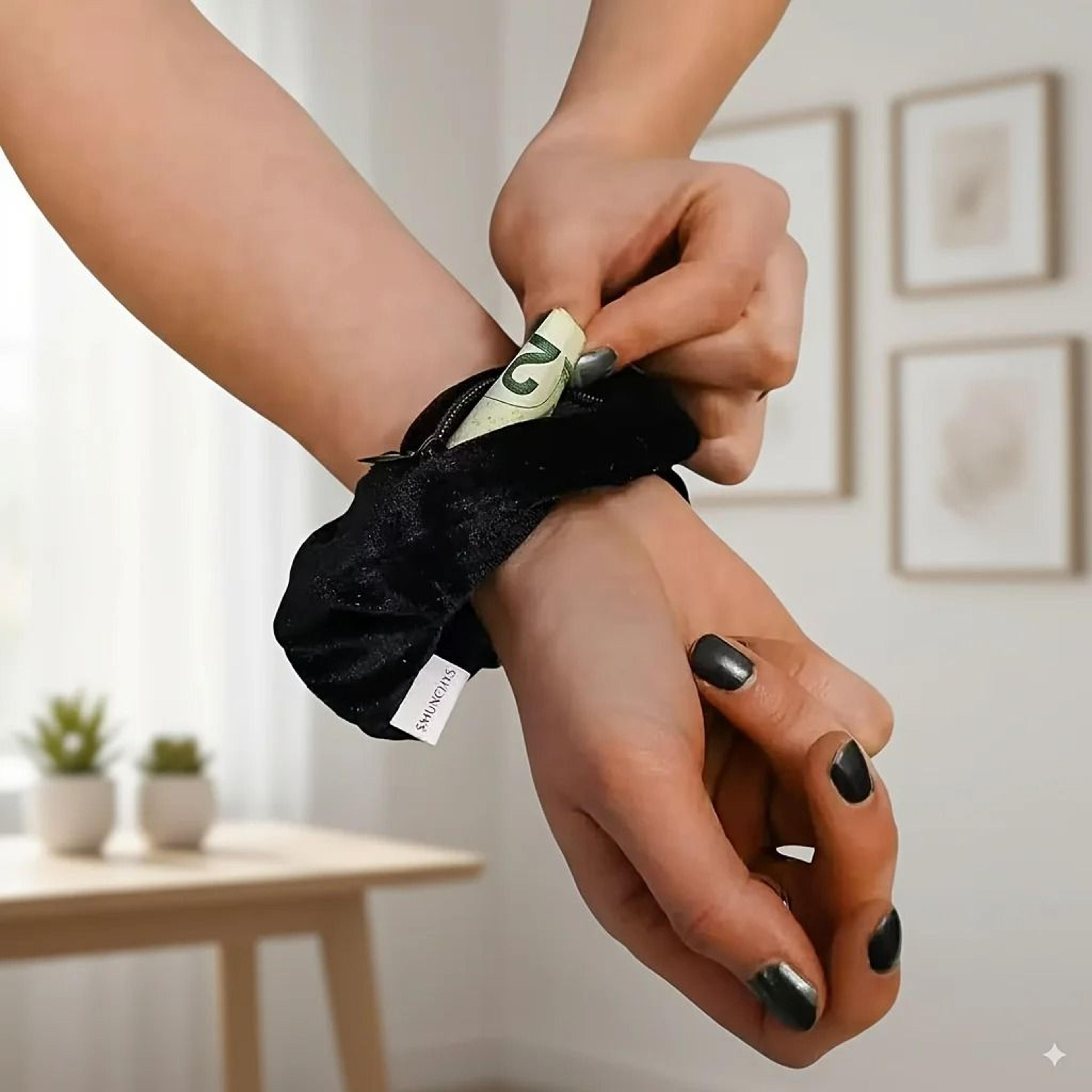 1pc portable hidden safe secret hair tie - discreet zipper storage scrunchie