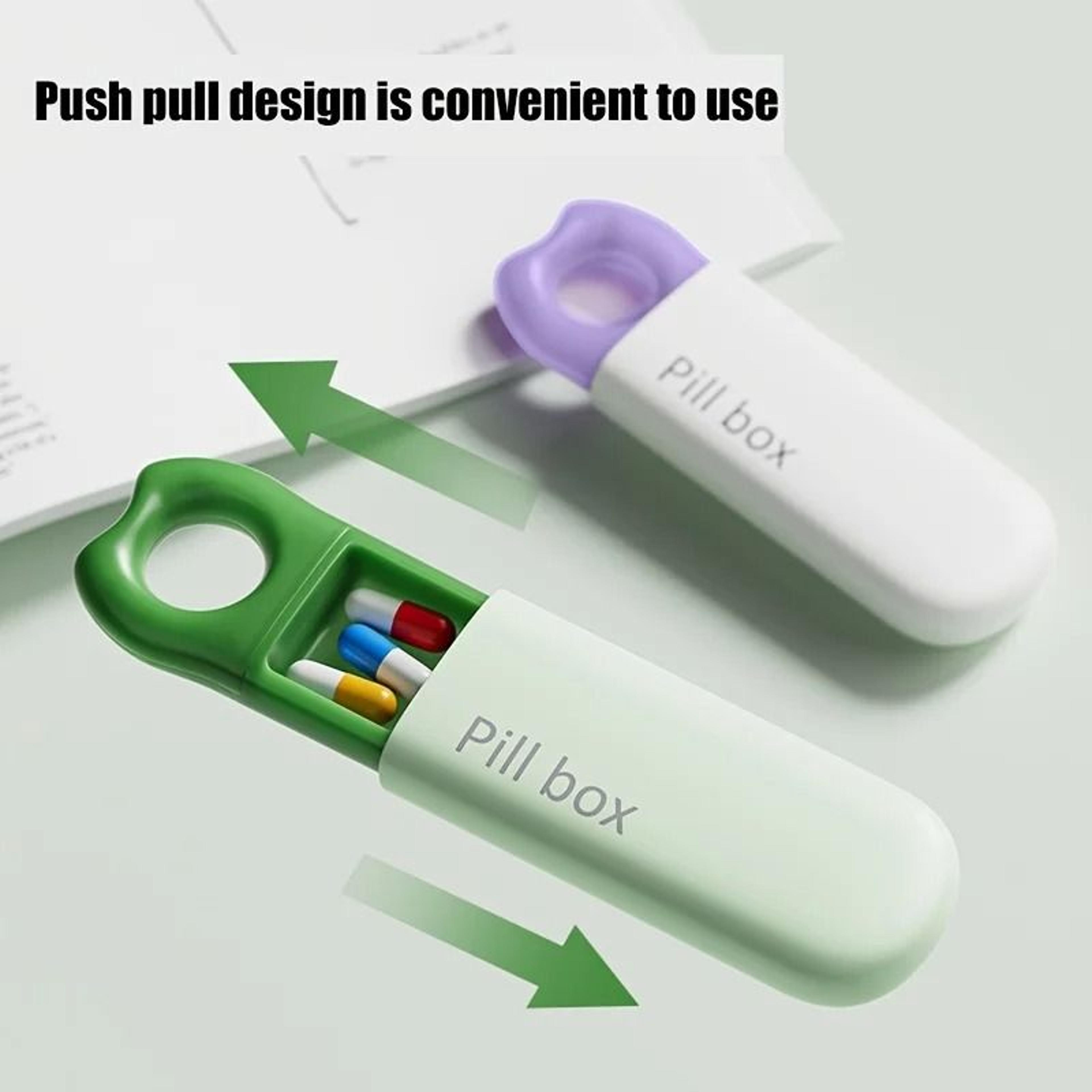 1pc medication organizer box with push-lock lid - compact & portable pill case