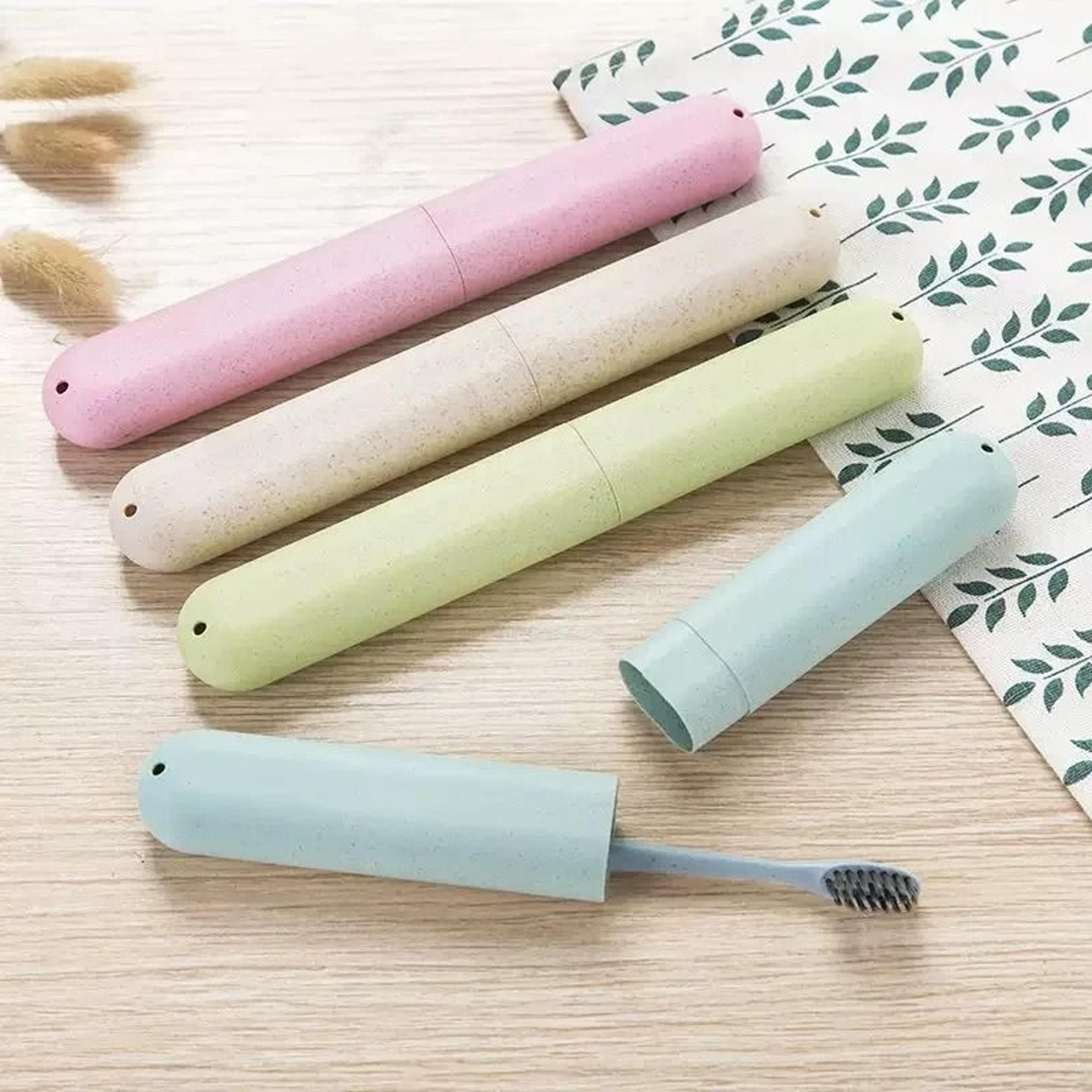 portable travel toothbrush storage box – compact wheat straw hygiene case