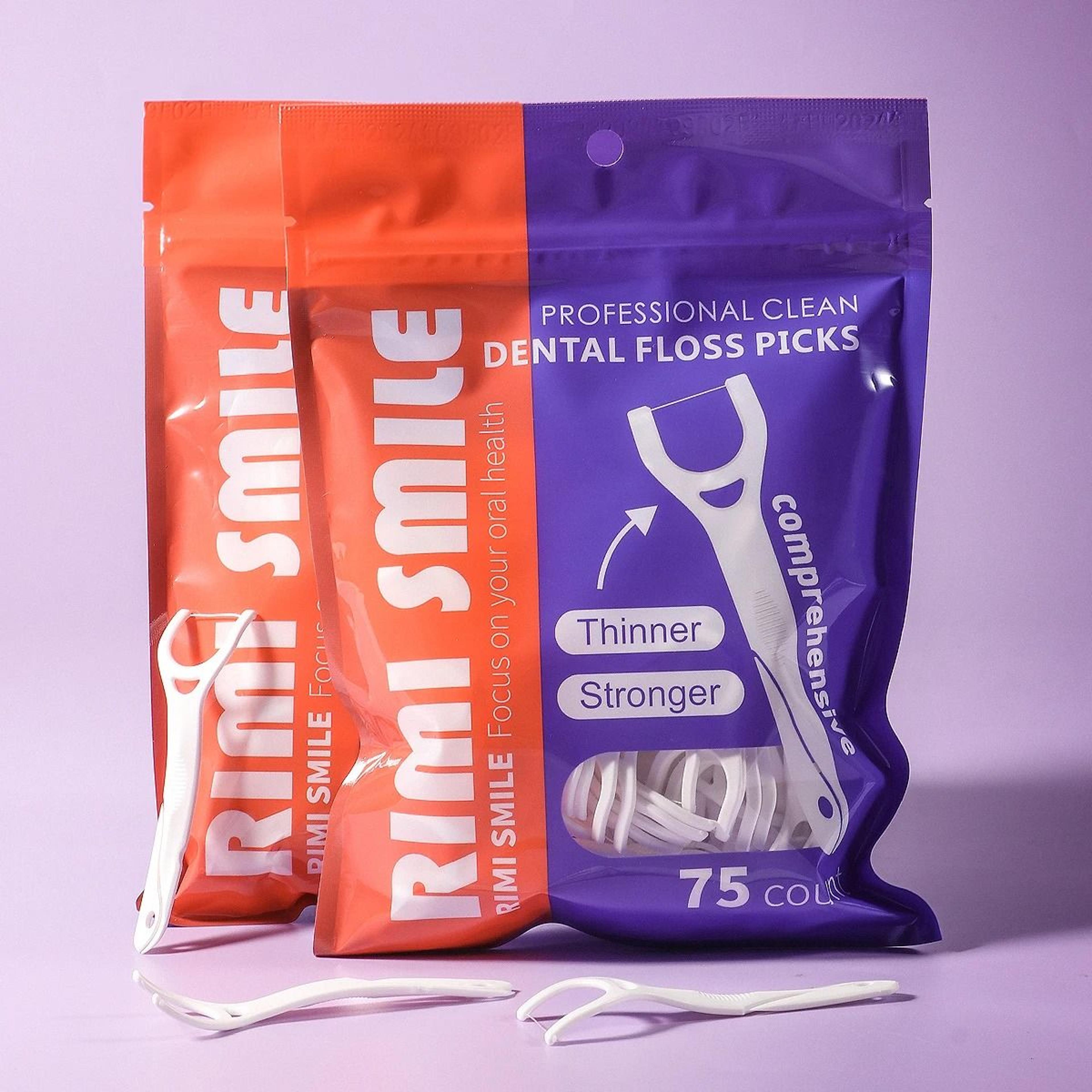 75pcs professional dental floss picks – high-tenacity posterior floss rods