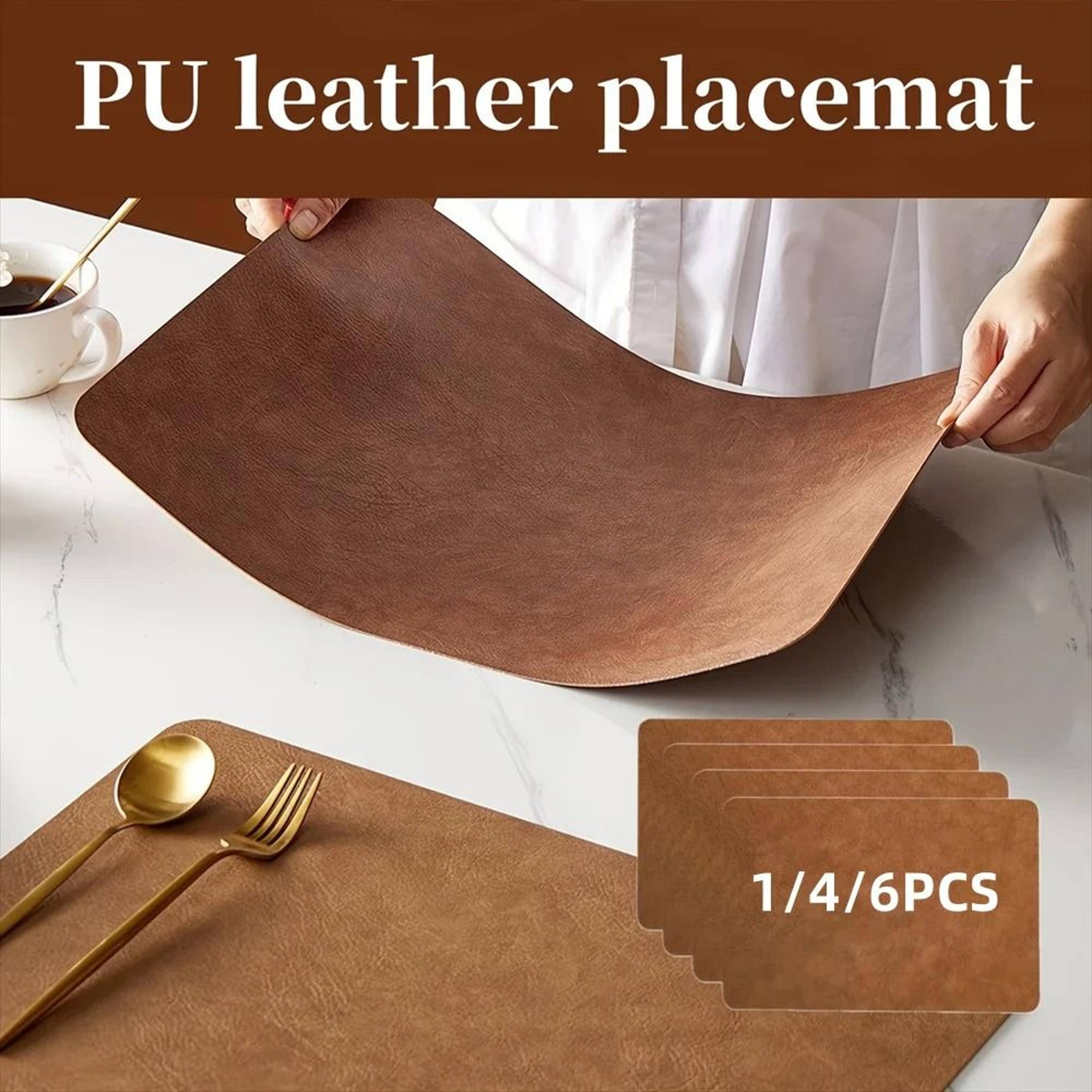 square faux leather kitchen dining placemats – heat-resistant insulation table mats