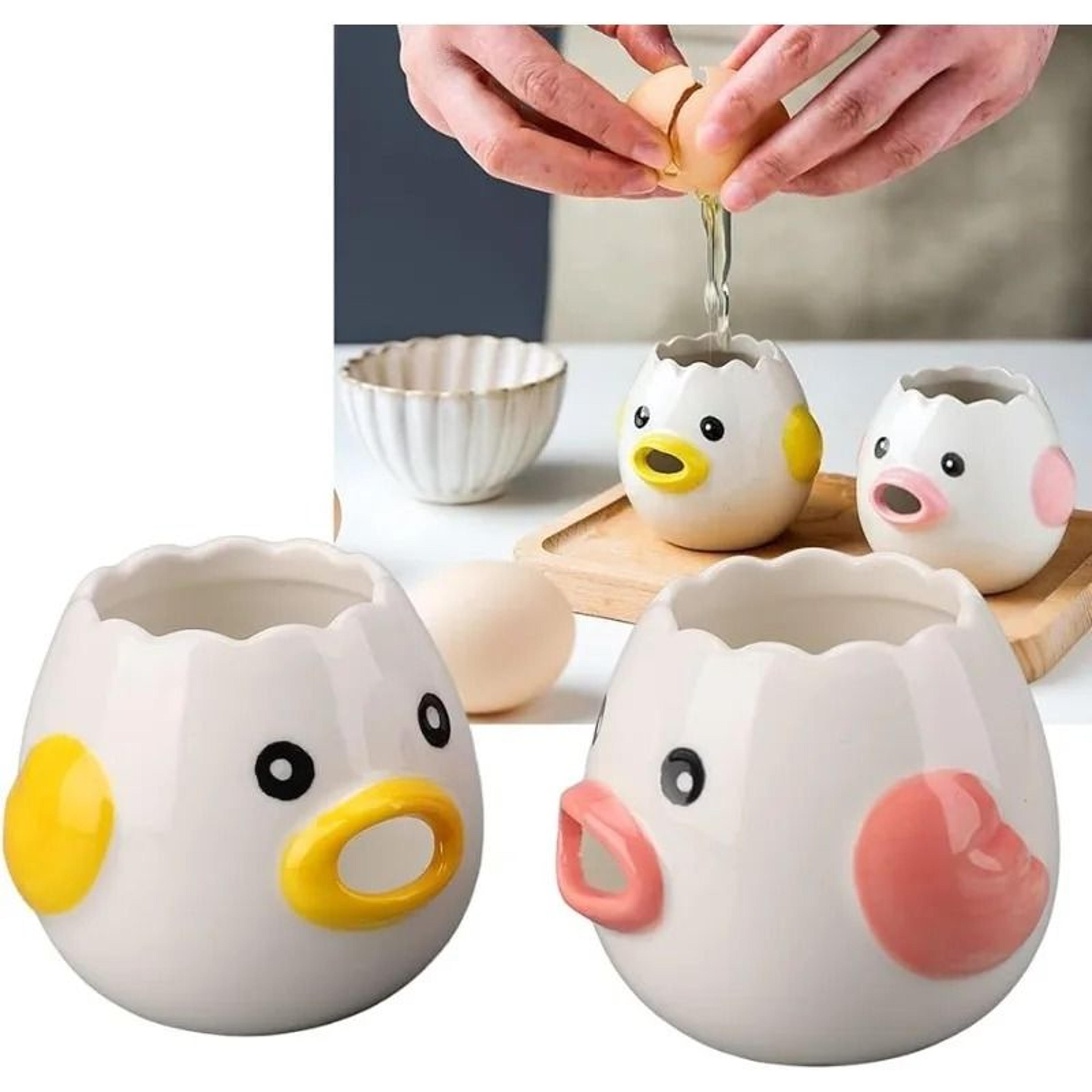 premium ceramic cartoon egg separator – creative mini egg white & yolk filter kitchen tool