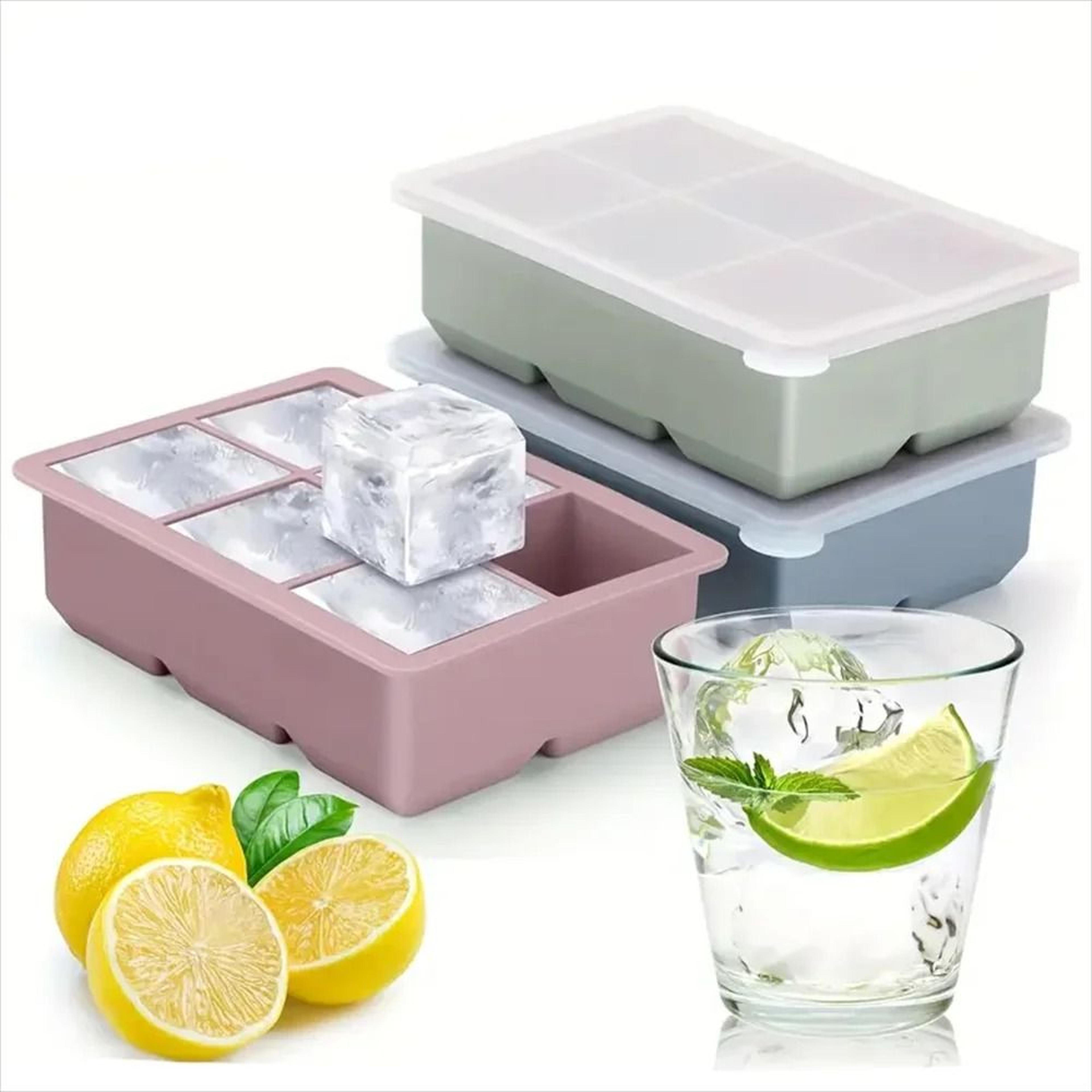 premium large silicone ice cube trays – bpa-free square molds with leak-proof removable lid