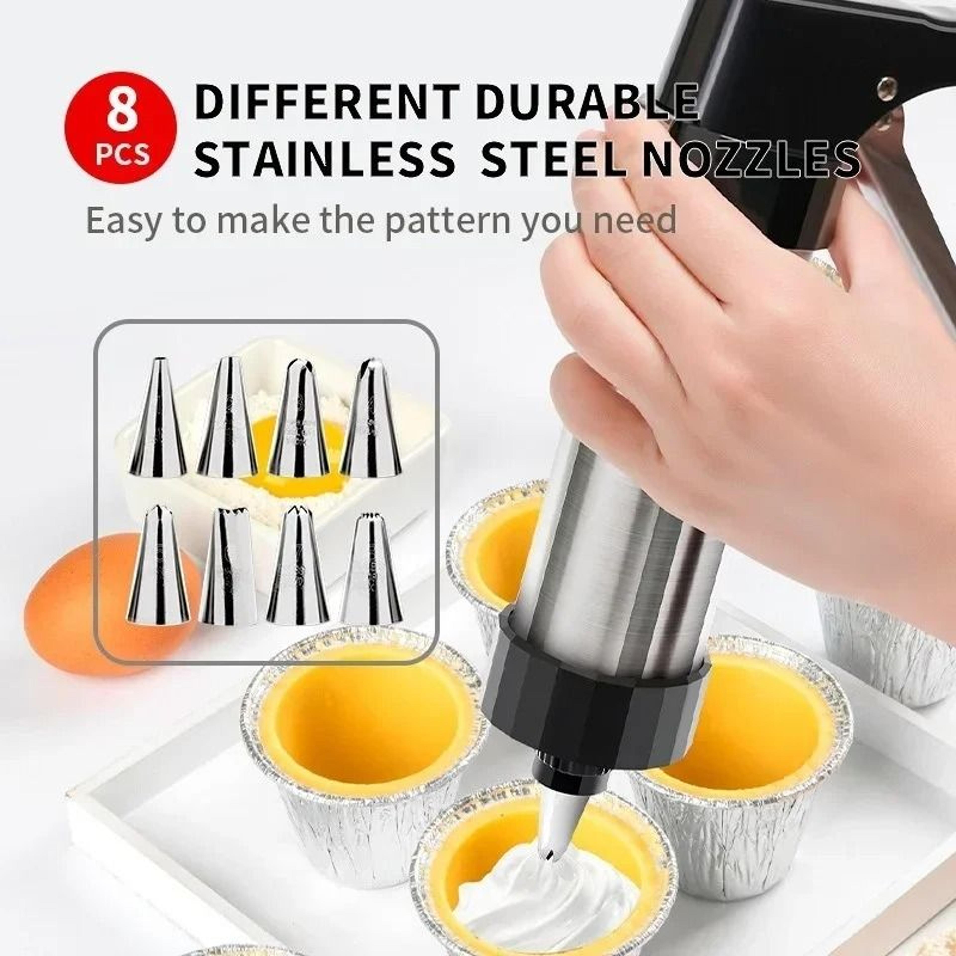 stainless steel cookie maker press machine – professional cake cream decorating gun kit
