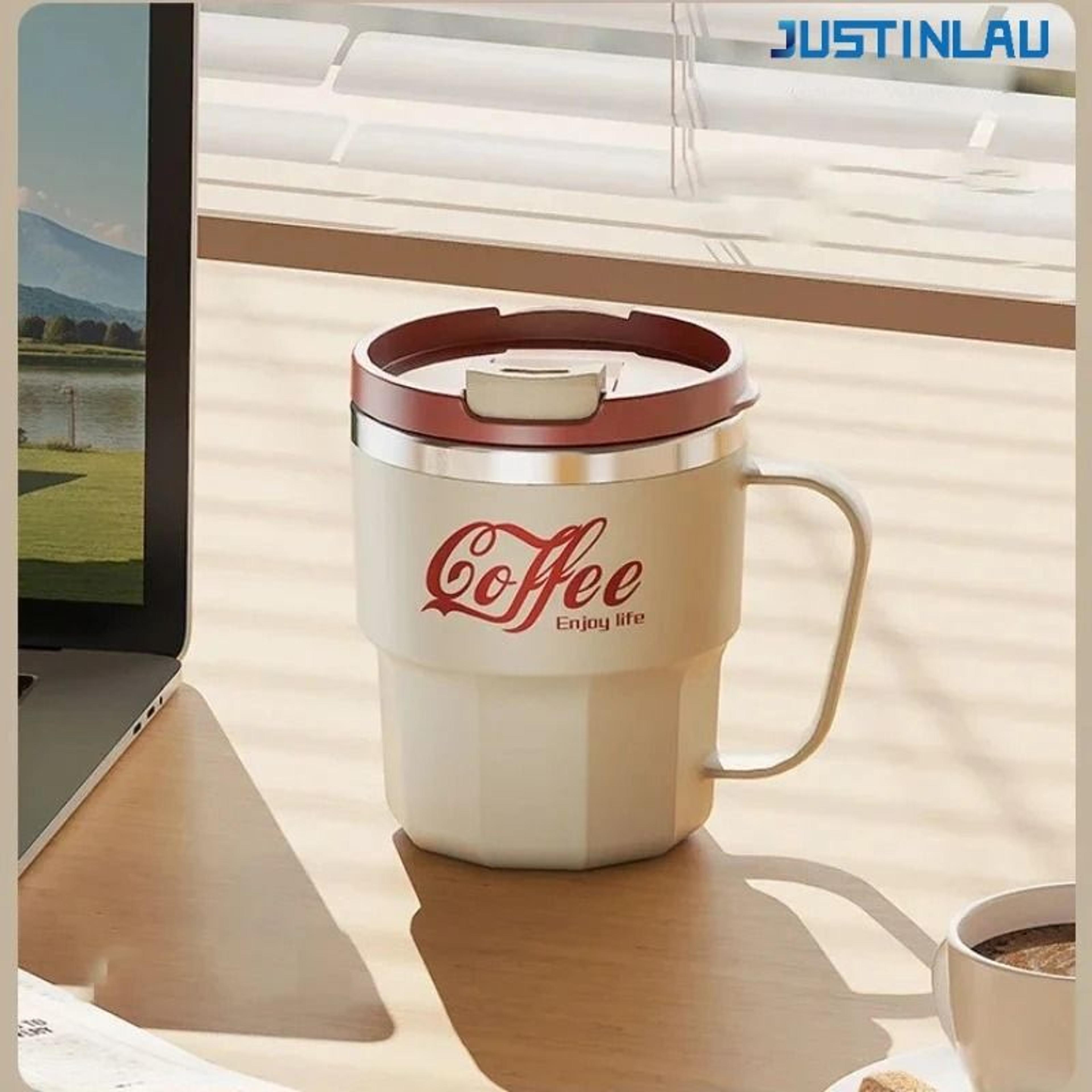 justinlau stainless steel insulated coffee mug – portable dual-walled vacuum travel cup