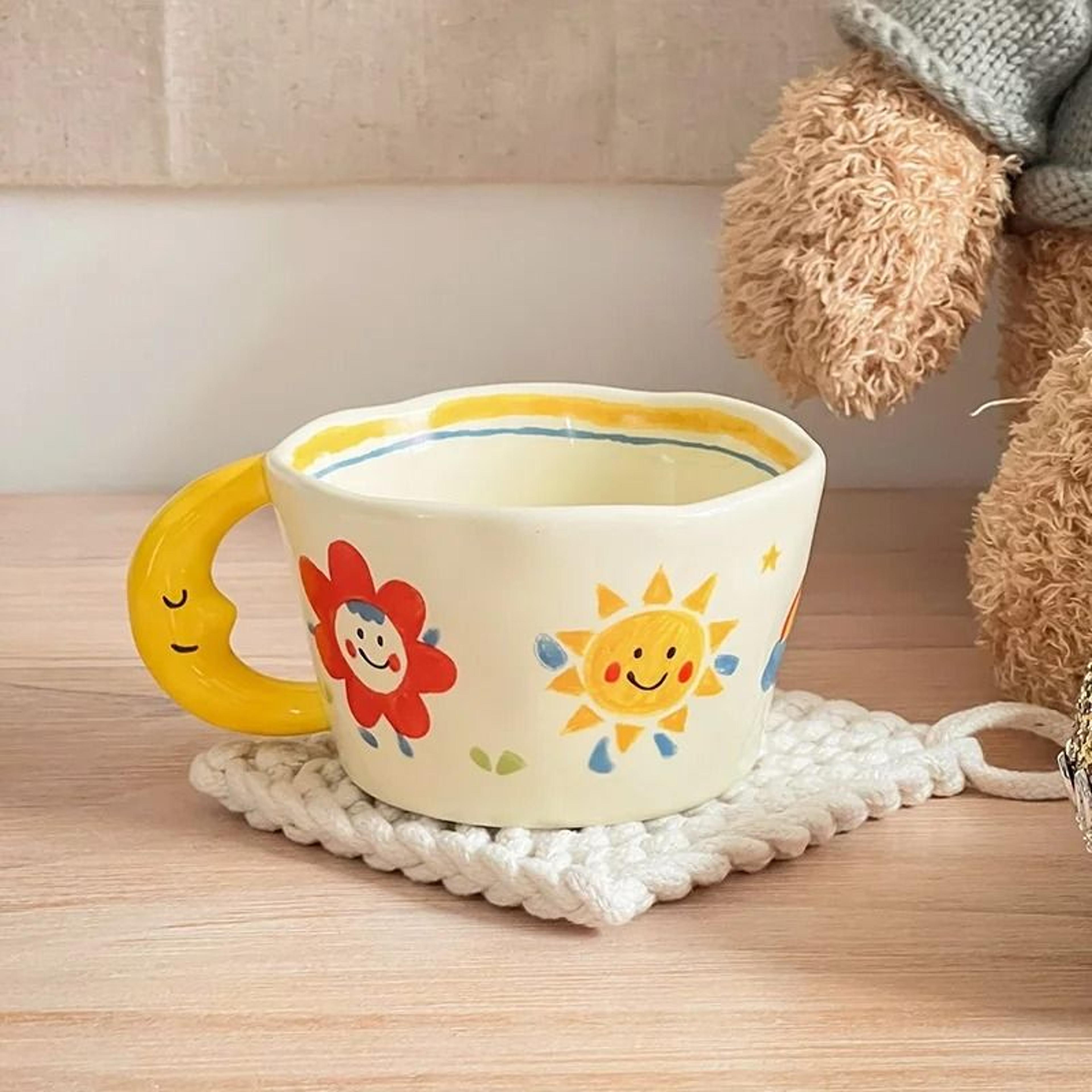 300ml korean style hand-painted ceramic mug – personalized birthday gift couple cup