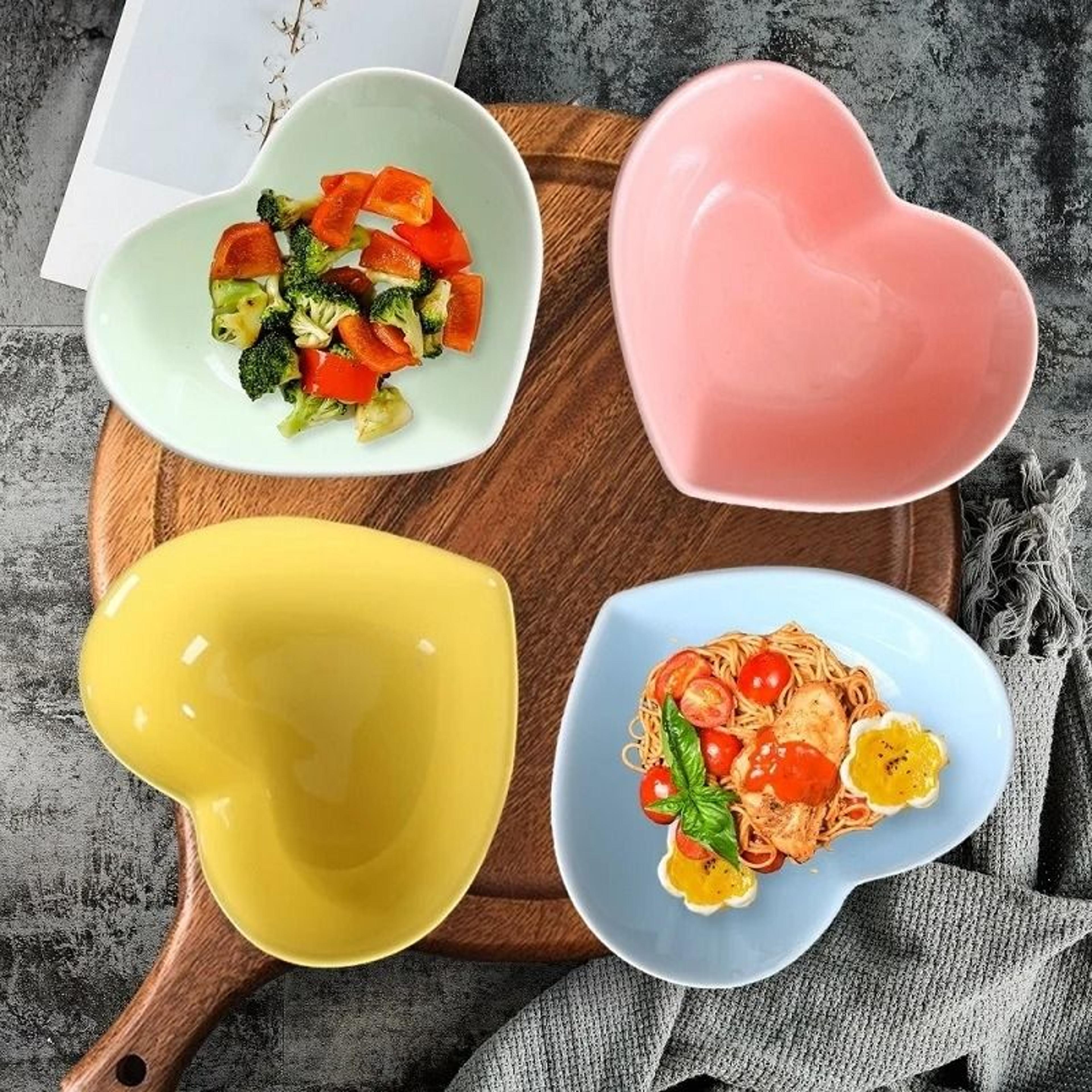 cute love heart ceramic saucer – elegant dessert, salad, and snack tray for modern tableware