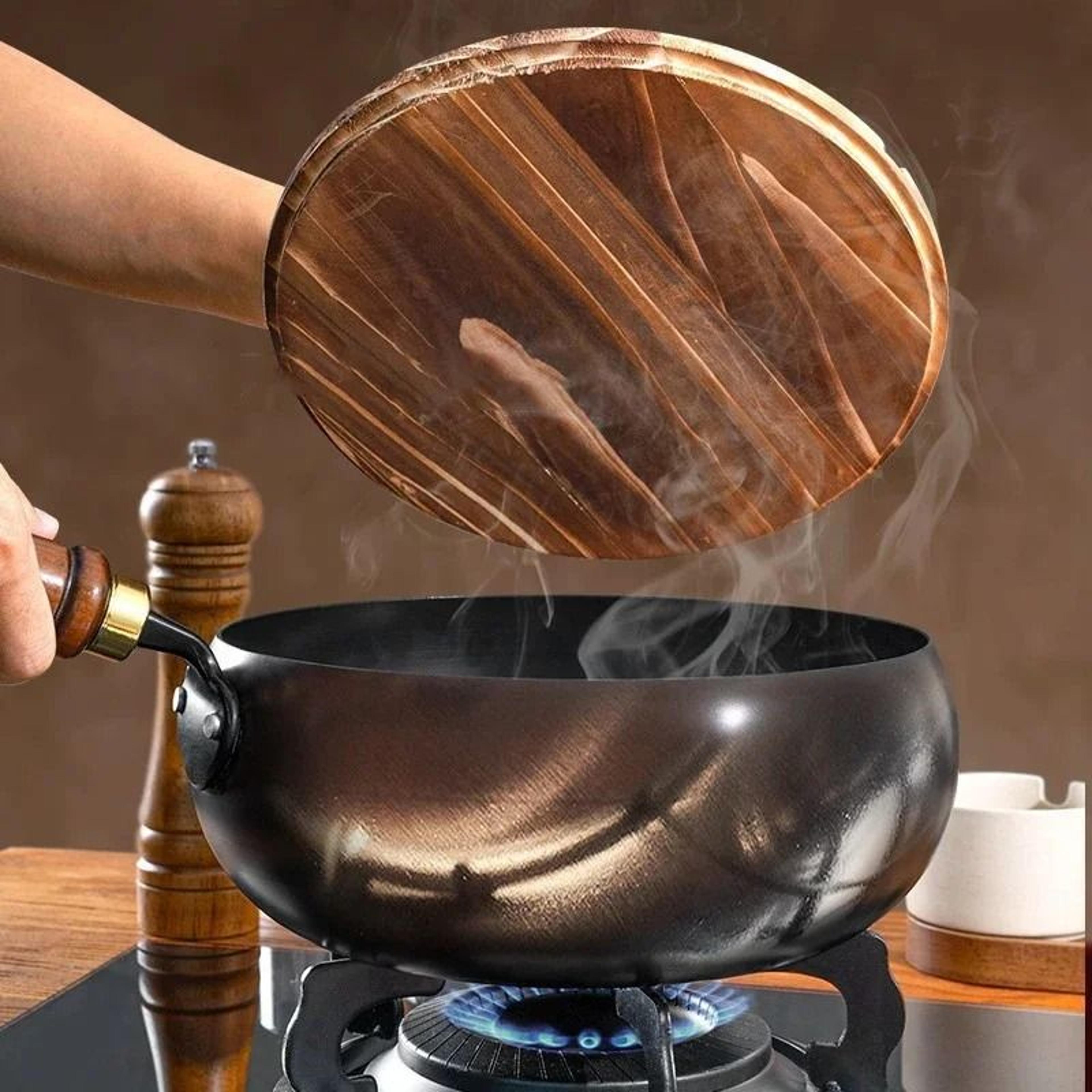 handmade forged big belly pot – uncoated non-stick frying pan for gas stoves