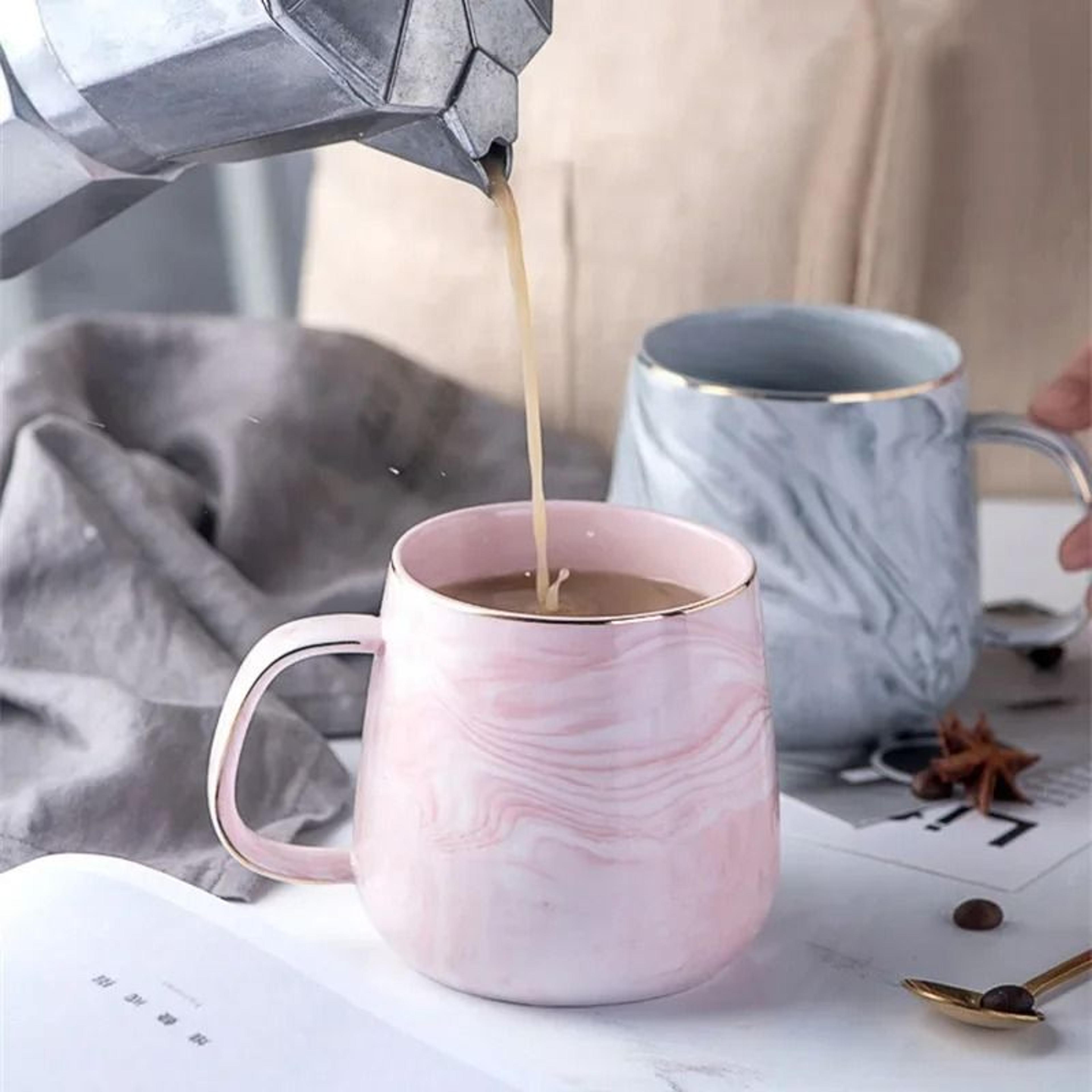 nordic ins style marble ceramic mug – elegant gold rim coffee & oatmeal breakfast cup