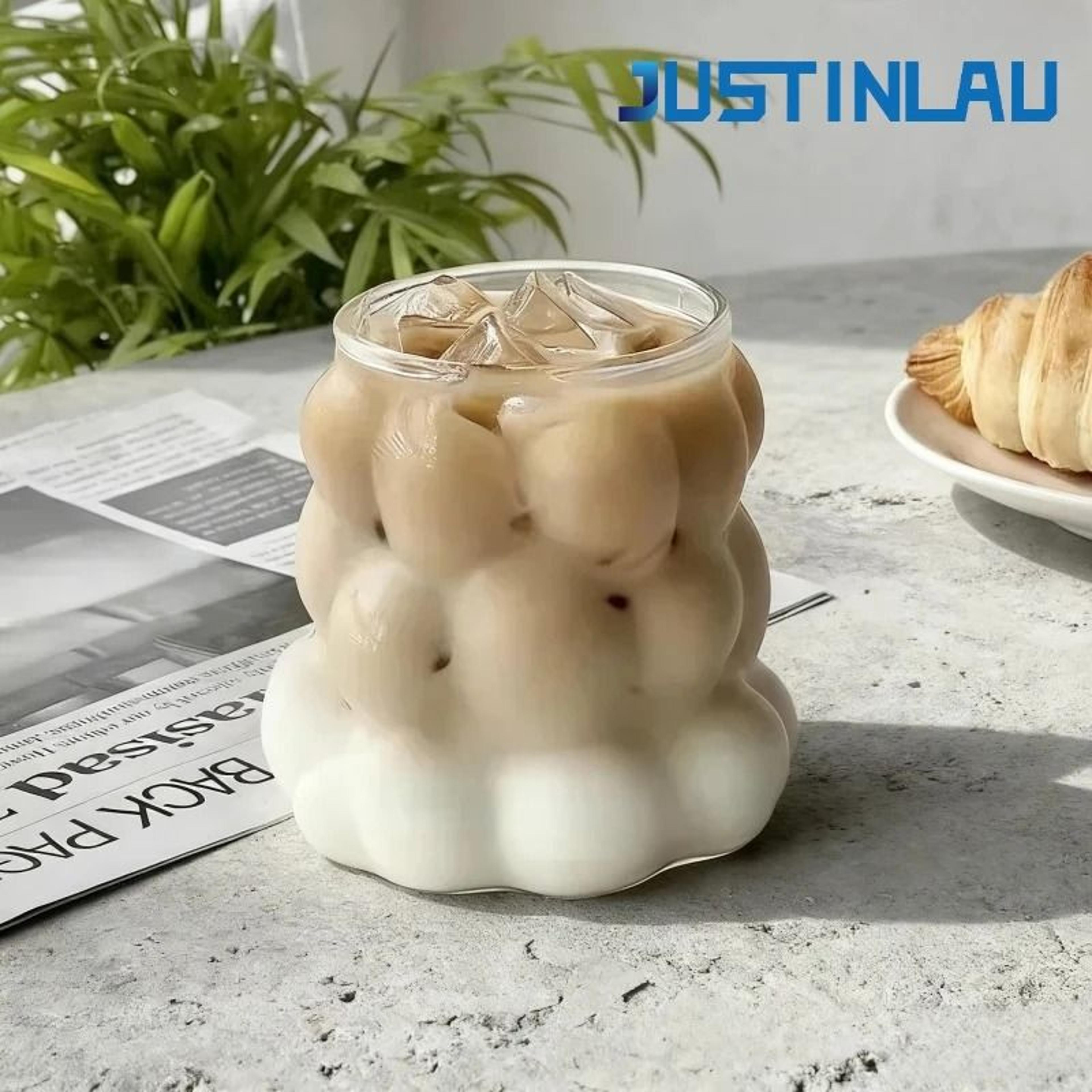 justinlau irregular transparent glass cup – heat resistant coffee mug & cocktail glass