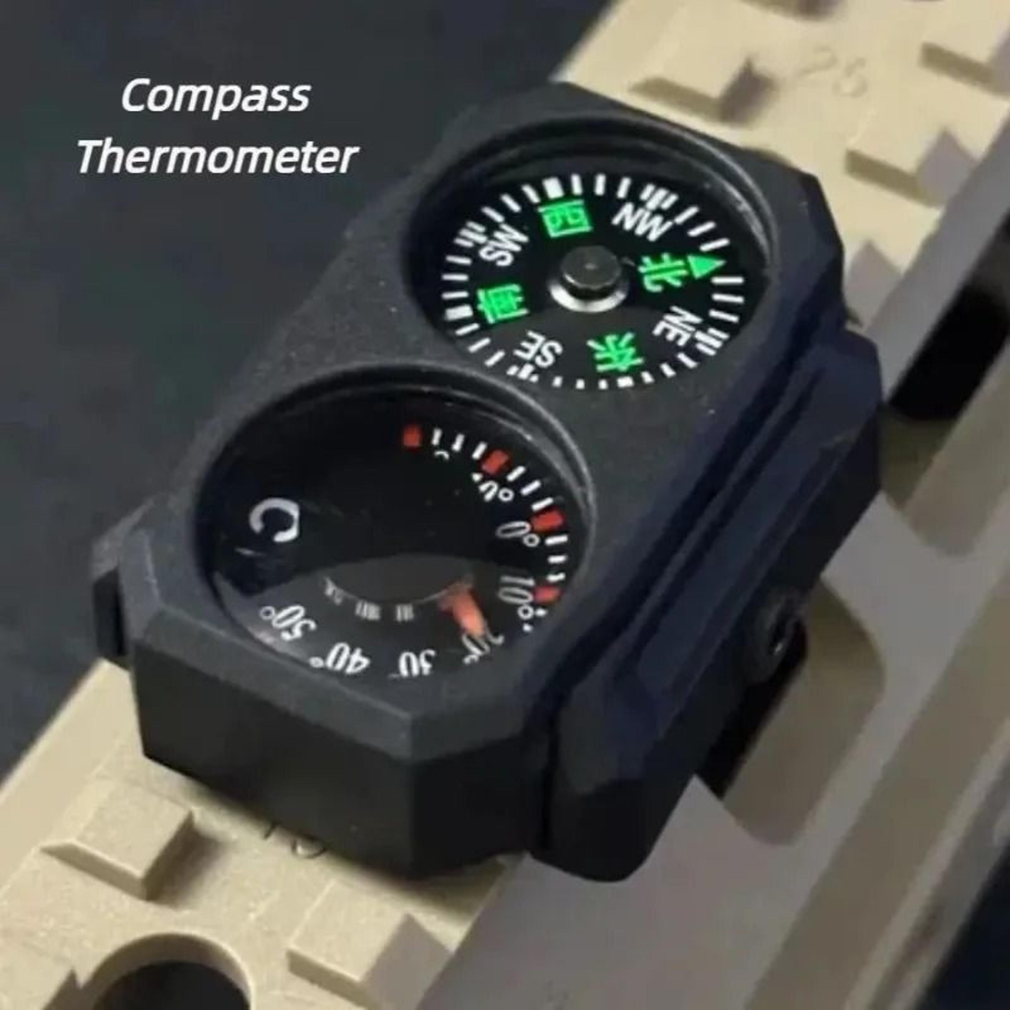 outdoor tactical mini universal compass & thermometer – 20mm precision rail tool