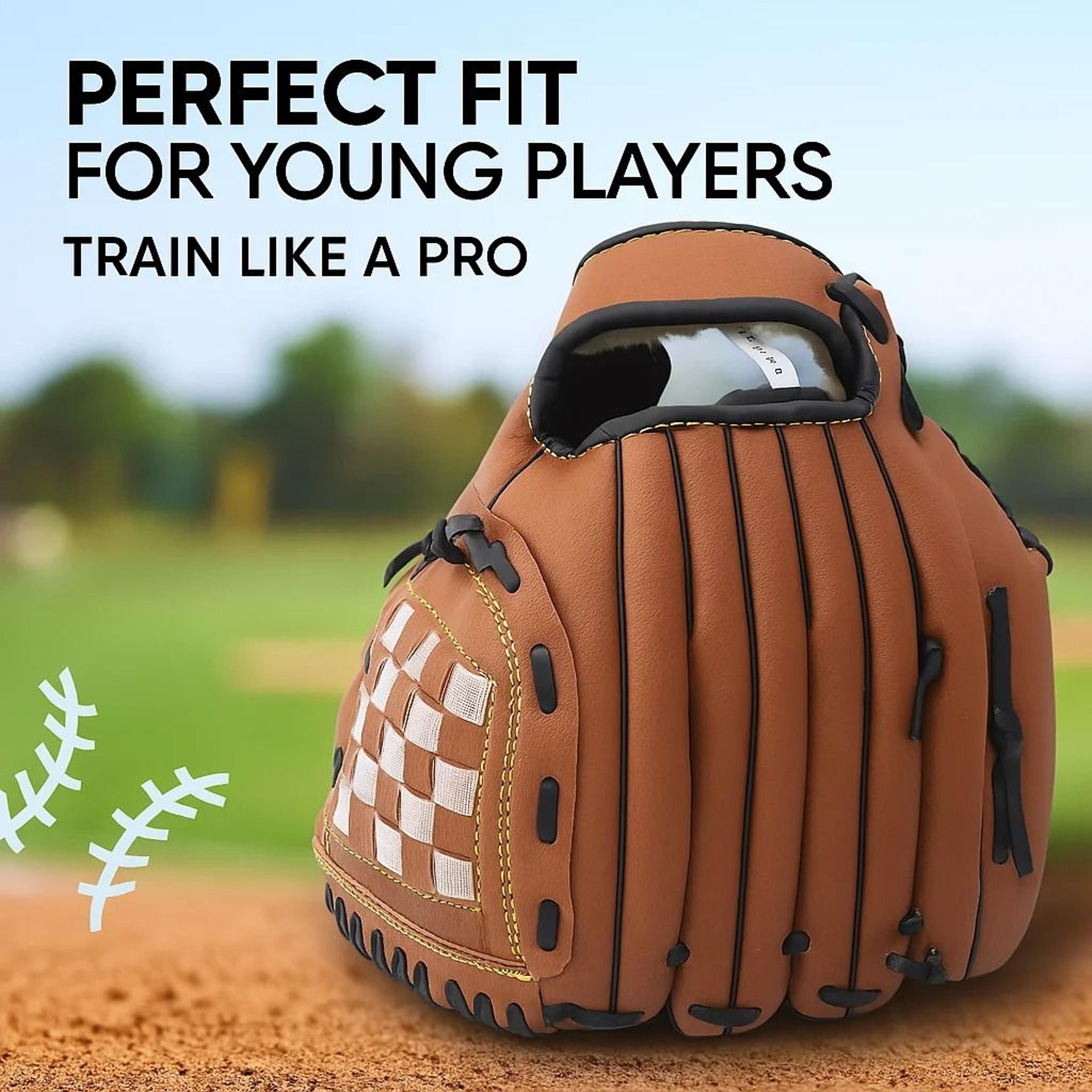 outdoor training baseball glove – 9.5" synthetic leather softball practice equipment for kids & adults