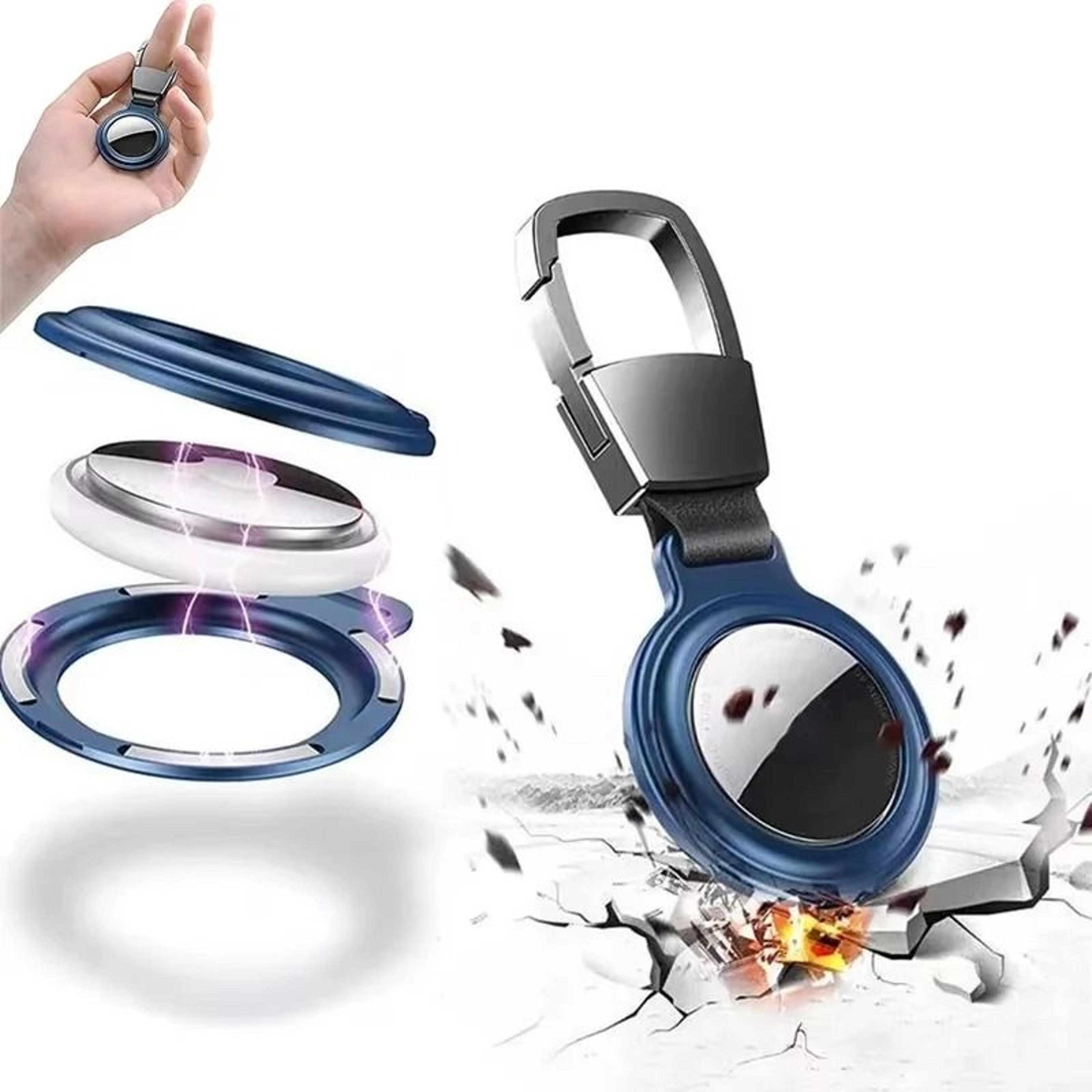 magnetic metal protective case for apple airtag – heavy-duty keychain bumper & locator sleeve