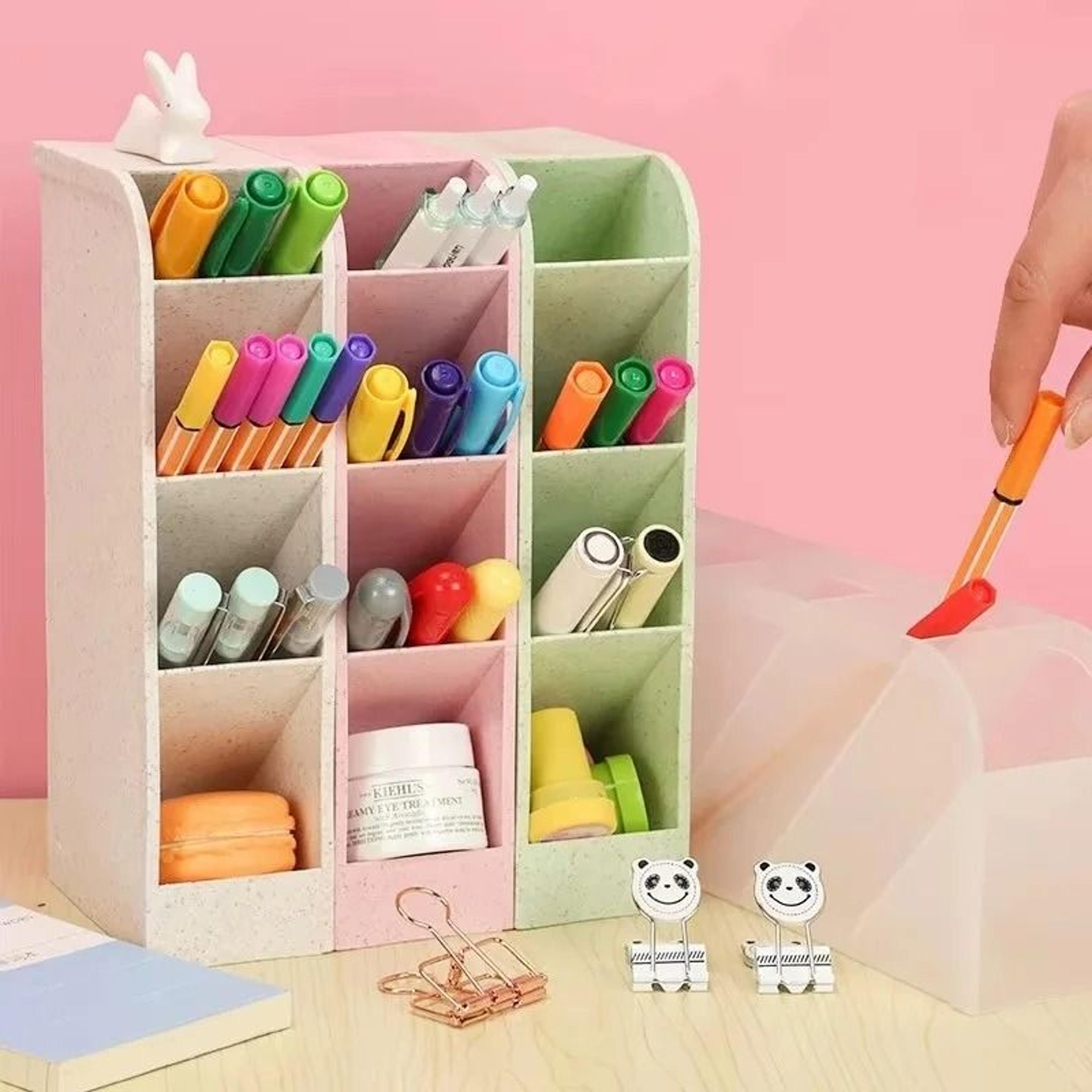 creative multi-functional desktop storage – diagonal multi-layer pen & cosmetic brush holder