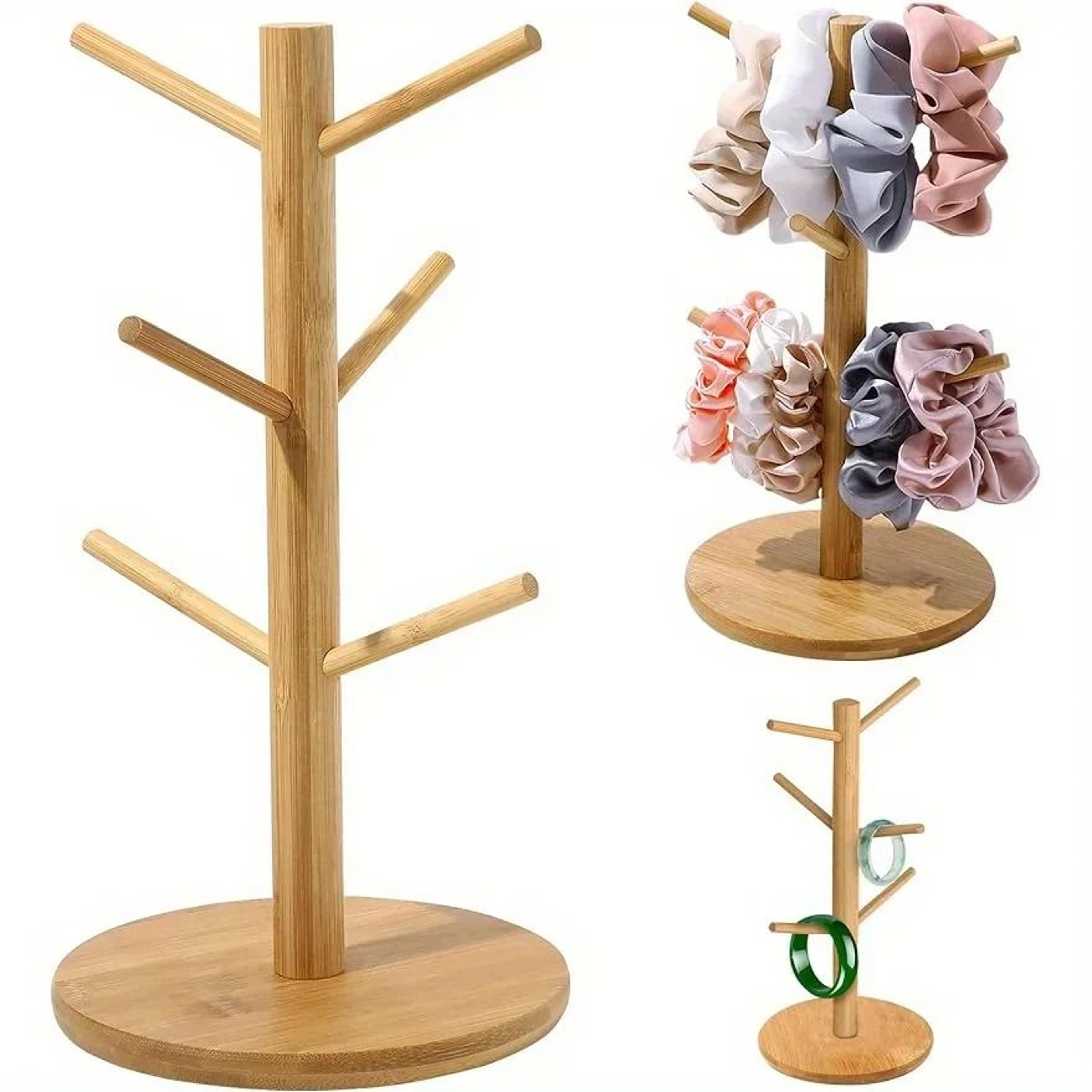 wooden headband holder storage rack tree shaped multi purpose jewelry and hair accessory display rack