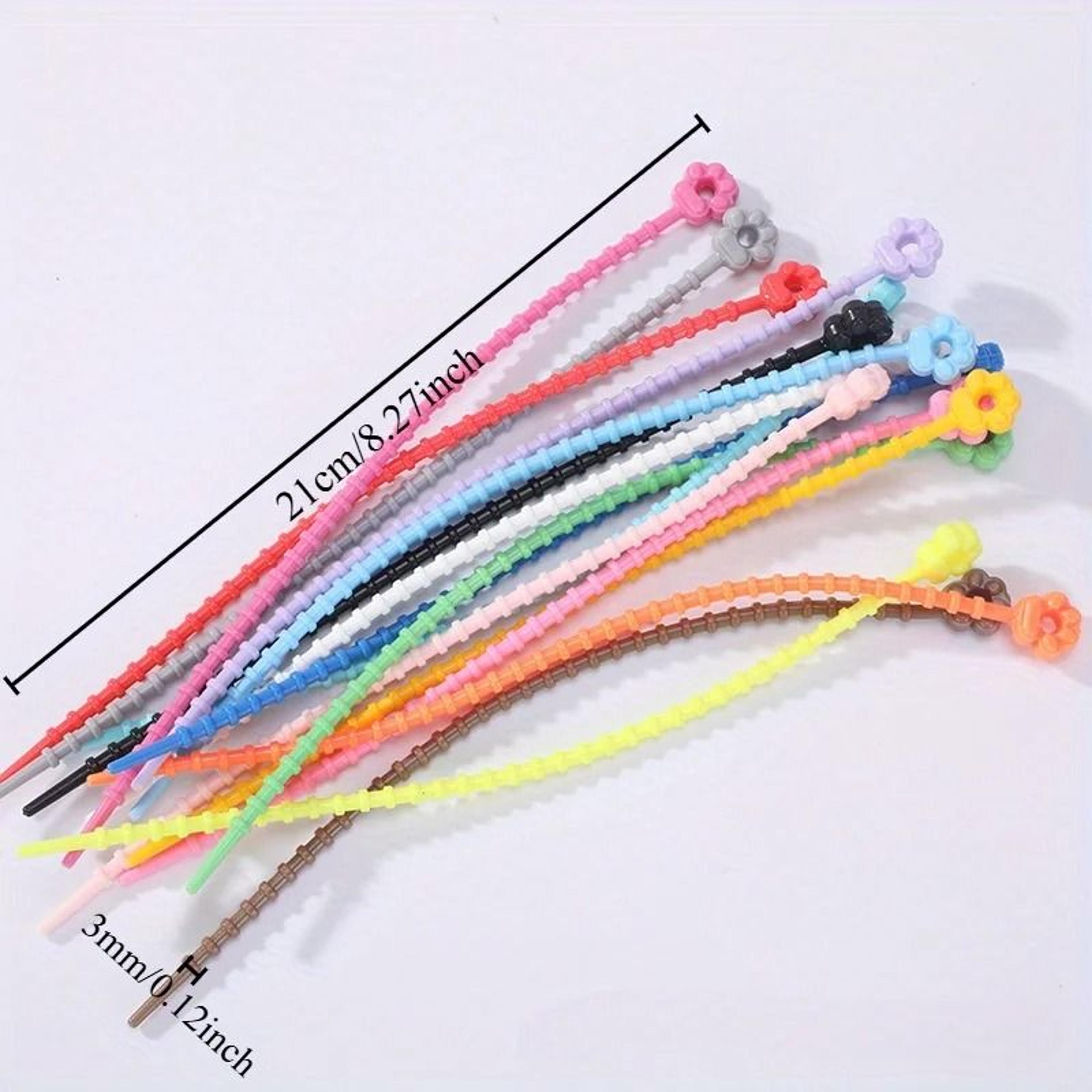 10pcs 21cm colored silicone zip ties frog shaped self-locking extendable data cable coiler