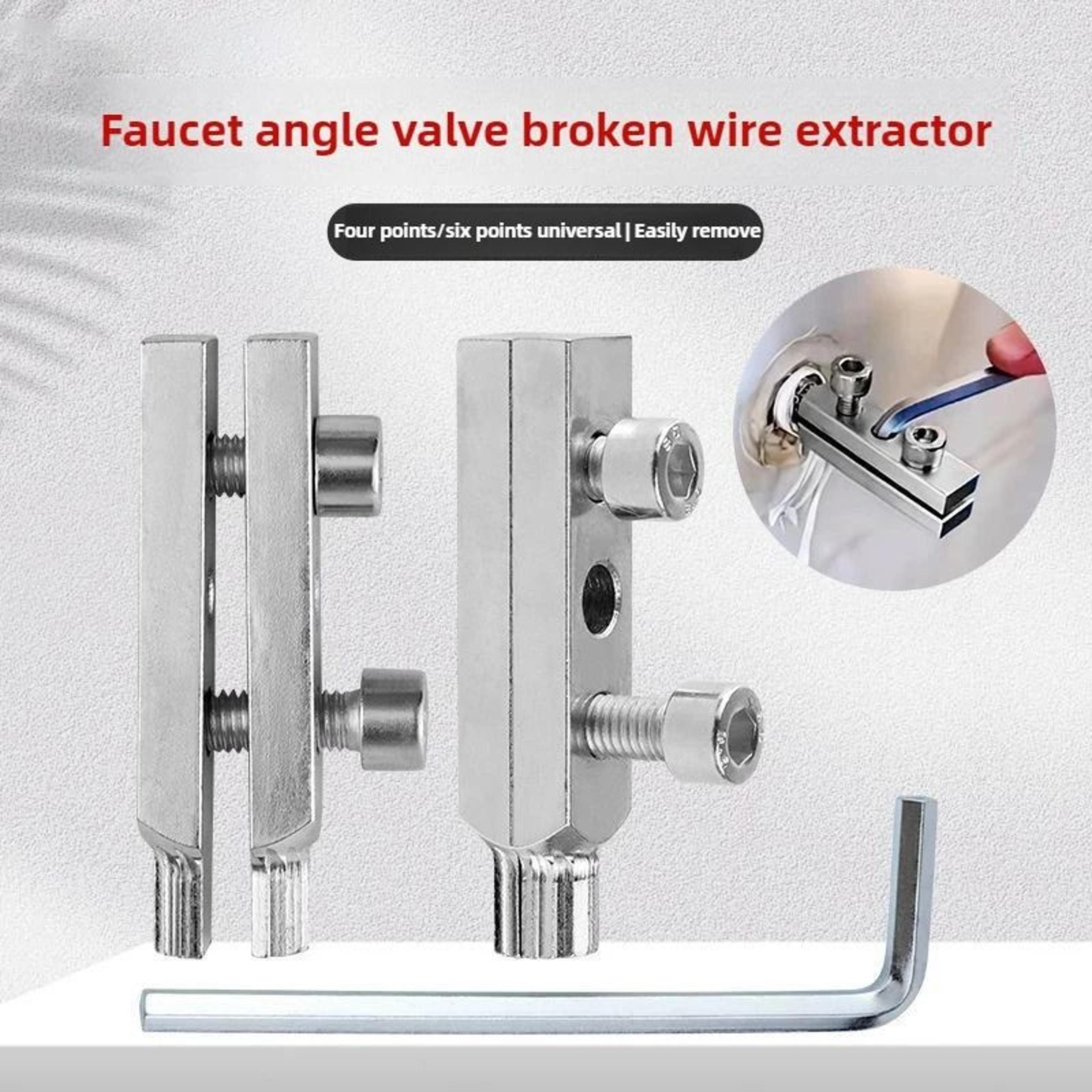 universal 4 and 6 point faucet angle valve broken wire extractor set with l-key for reverse water pipe screw removal