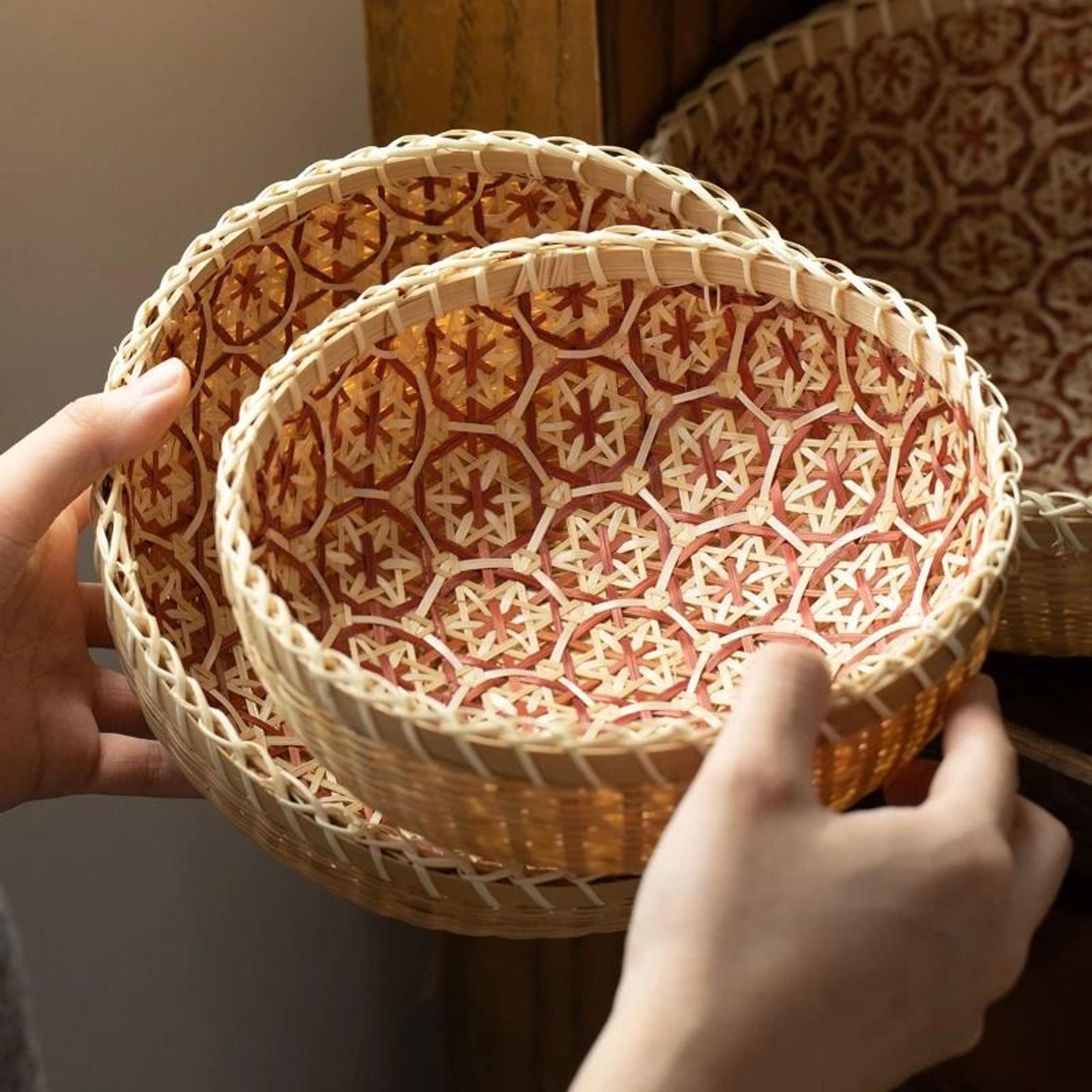 professional hand-woven bamboo storage baskets - rustic decor for home and kitchen