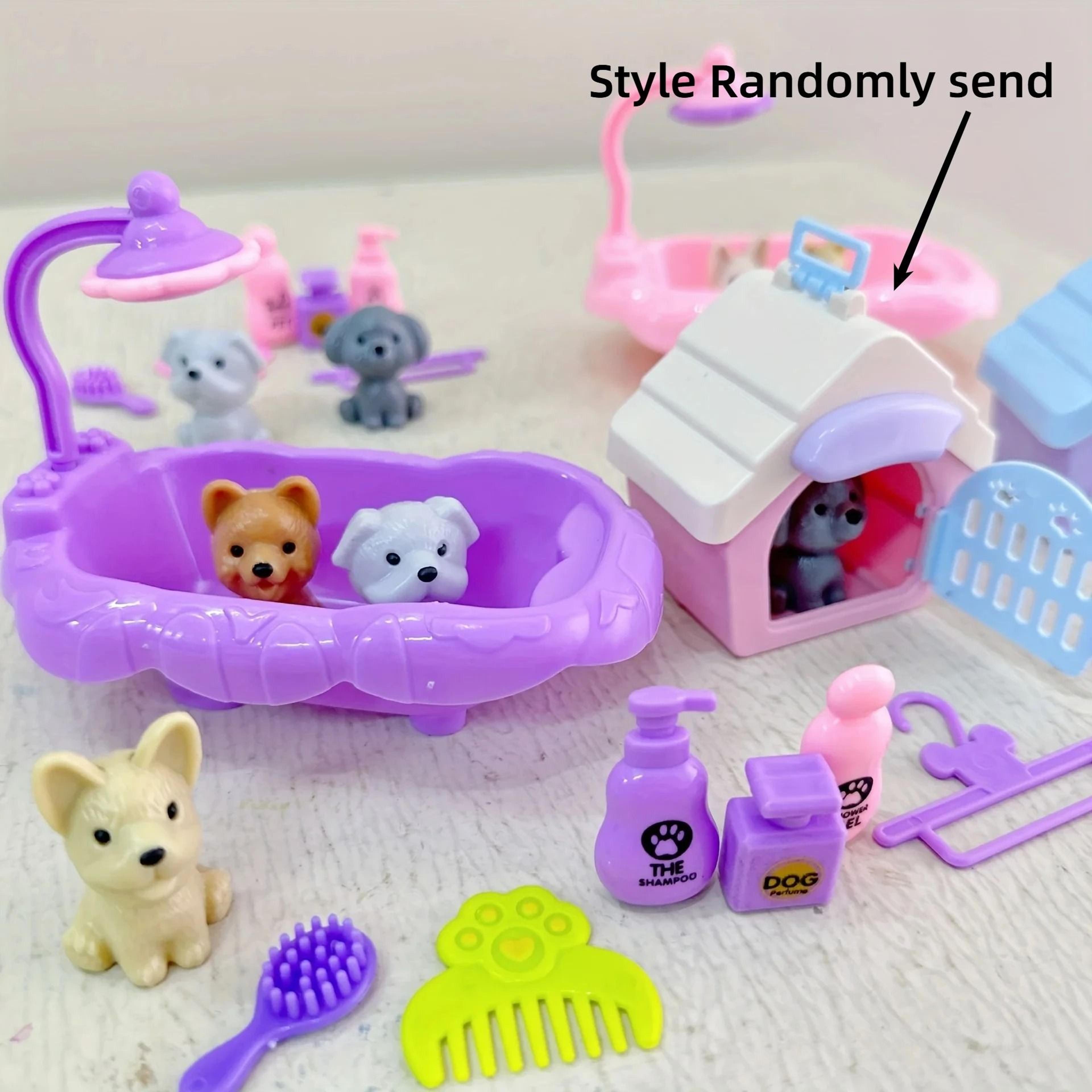 mini pet puppy cage & dog doll play set