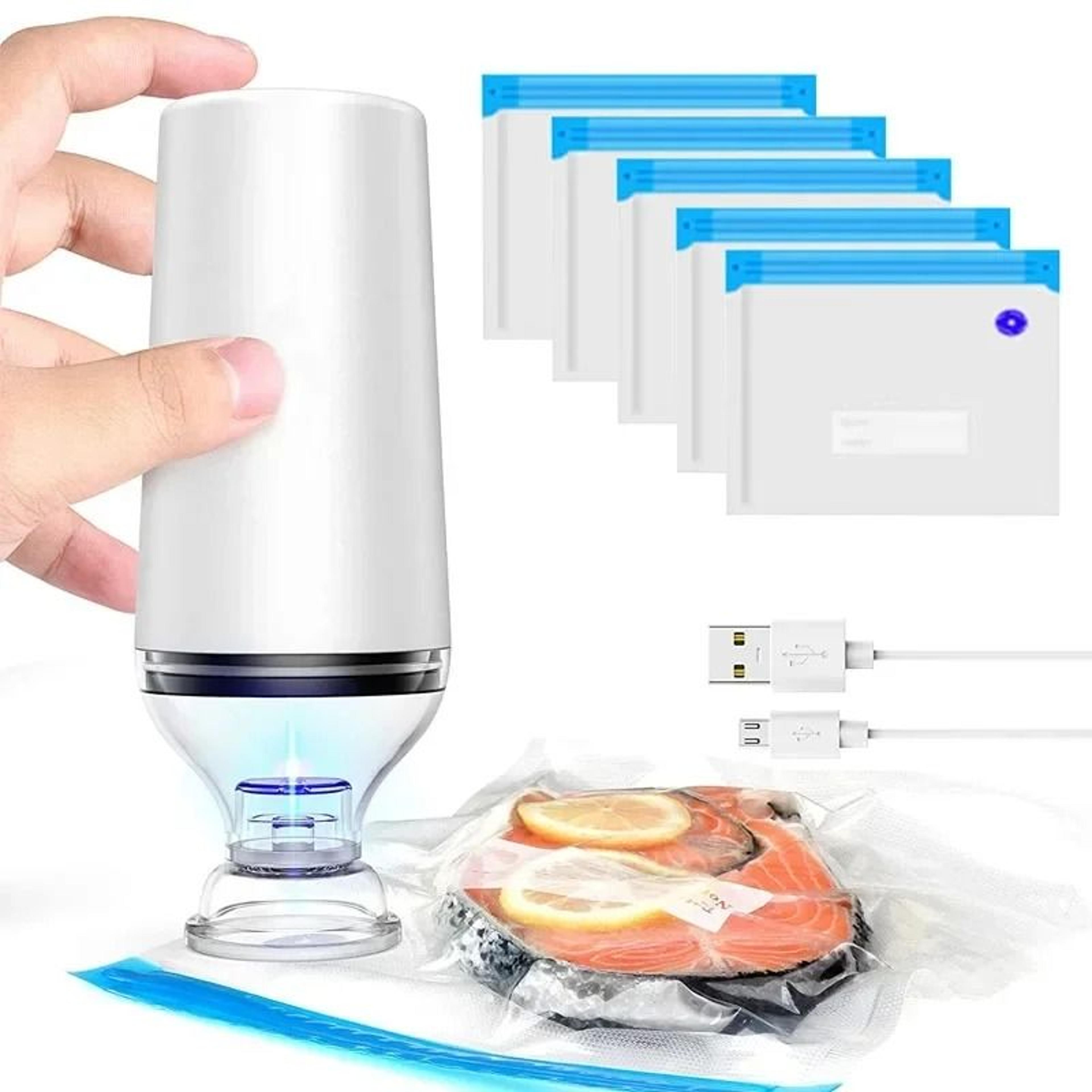 reusable vacuum food storage bags & electric handheld sealer set