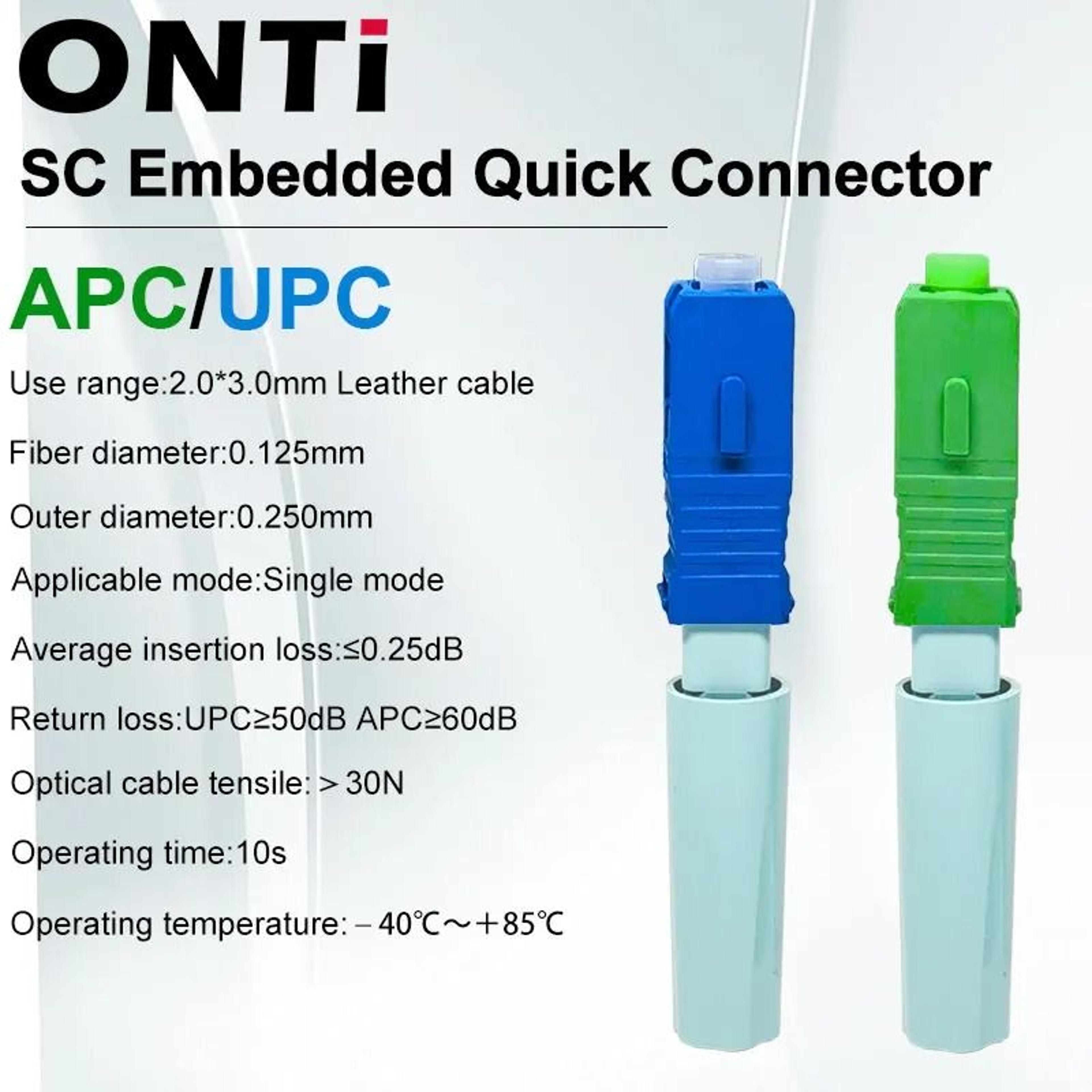 onti professional ftth fiber optic fast connector – sc apc/upc single-mode