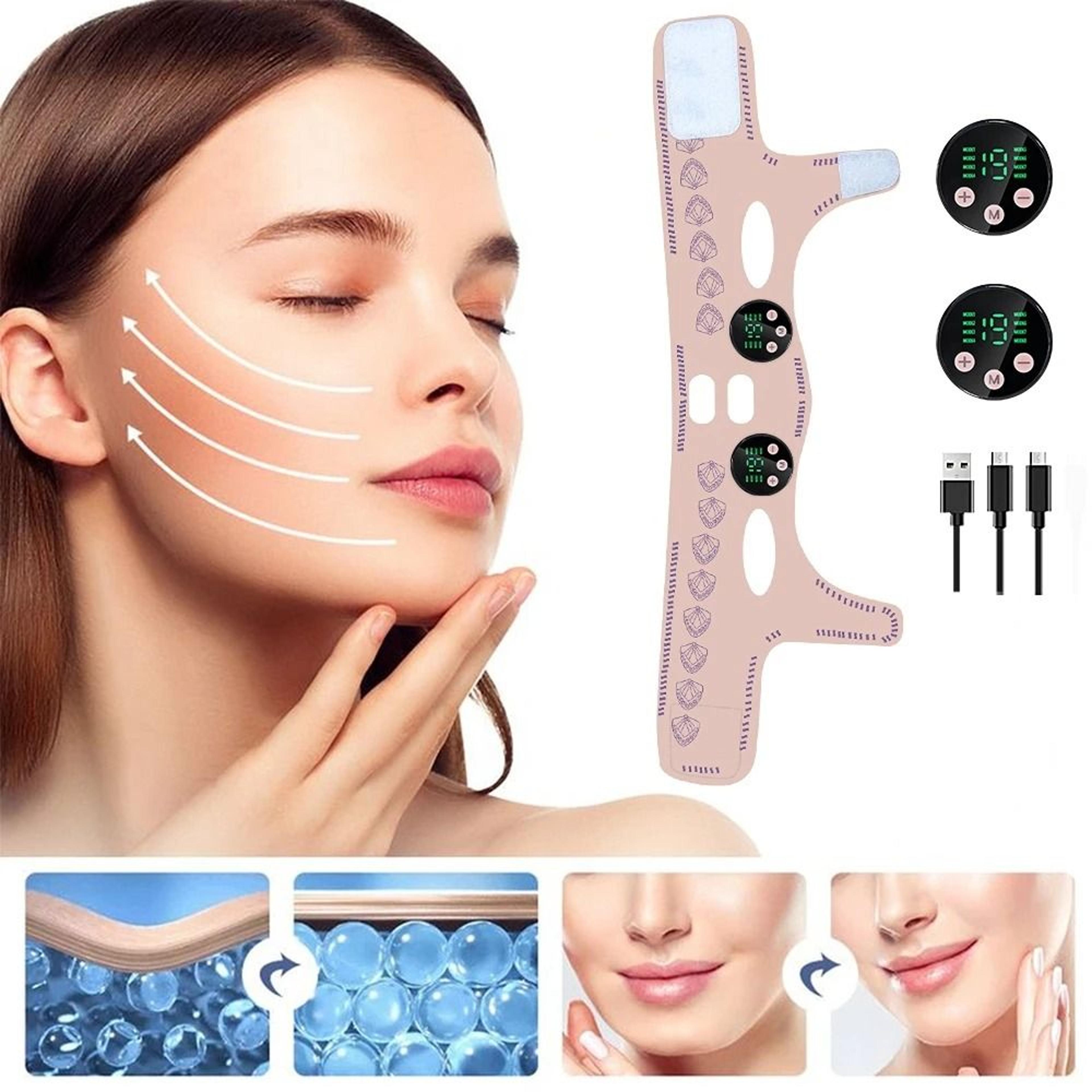 rechargeable ems facial v-line lifting massager – double chin & cheek contouring mask