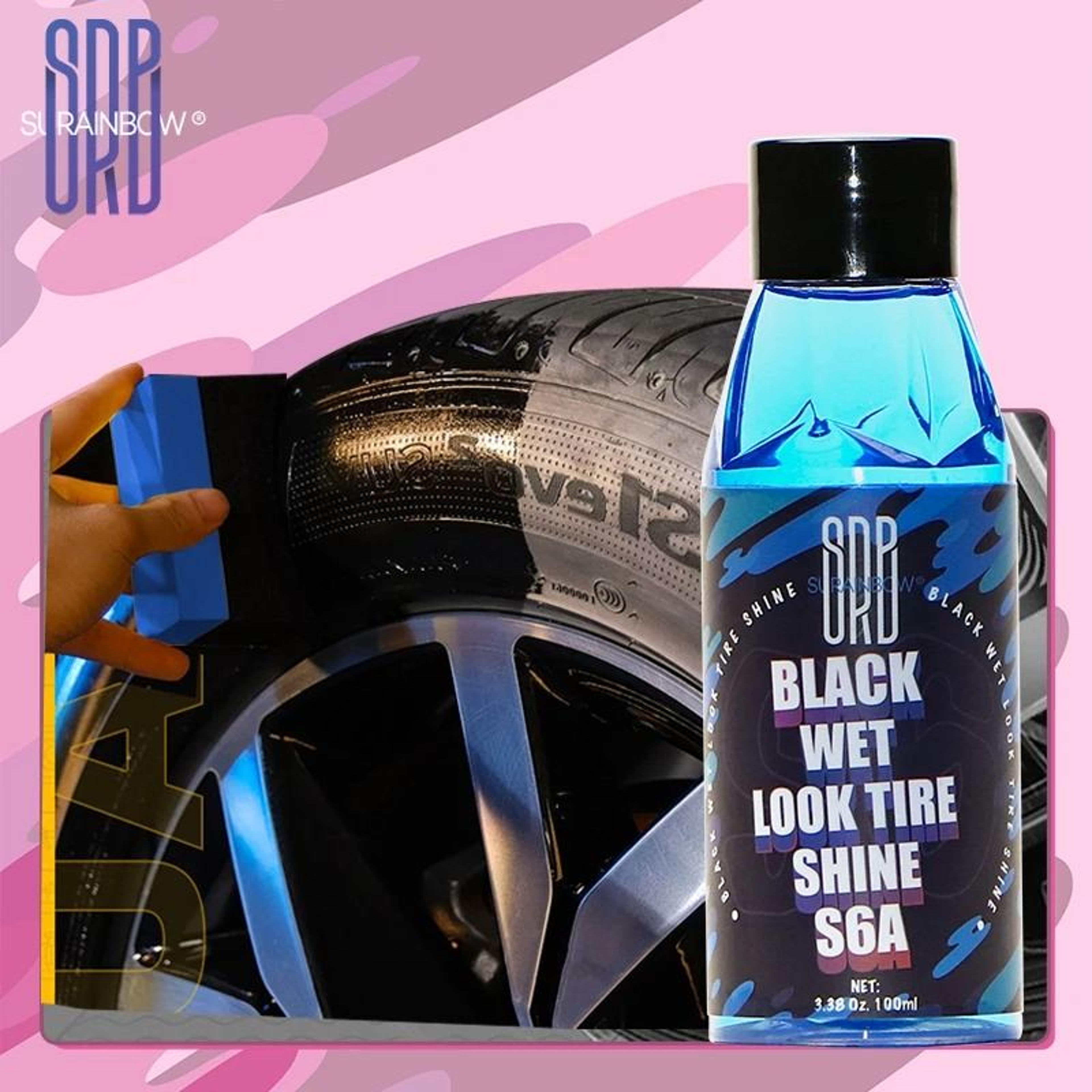 professional black wet look tire shine dressing – high-gloss uv protection