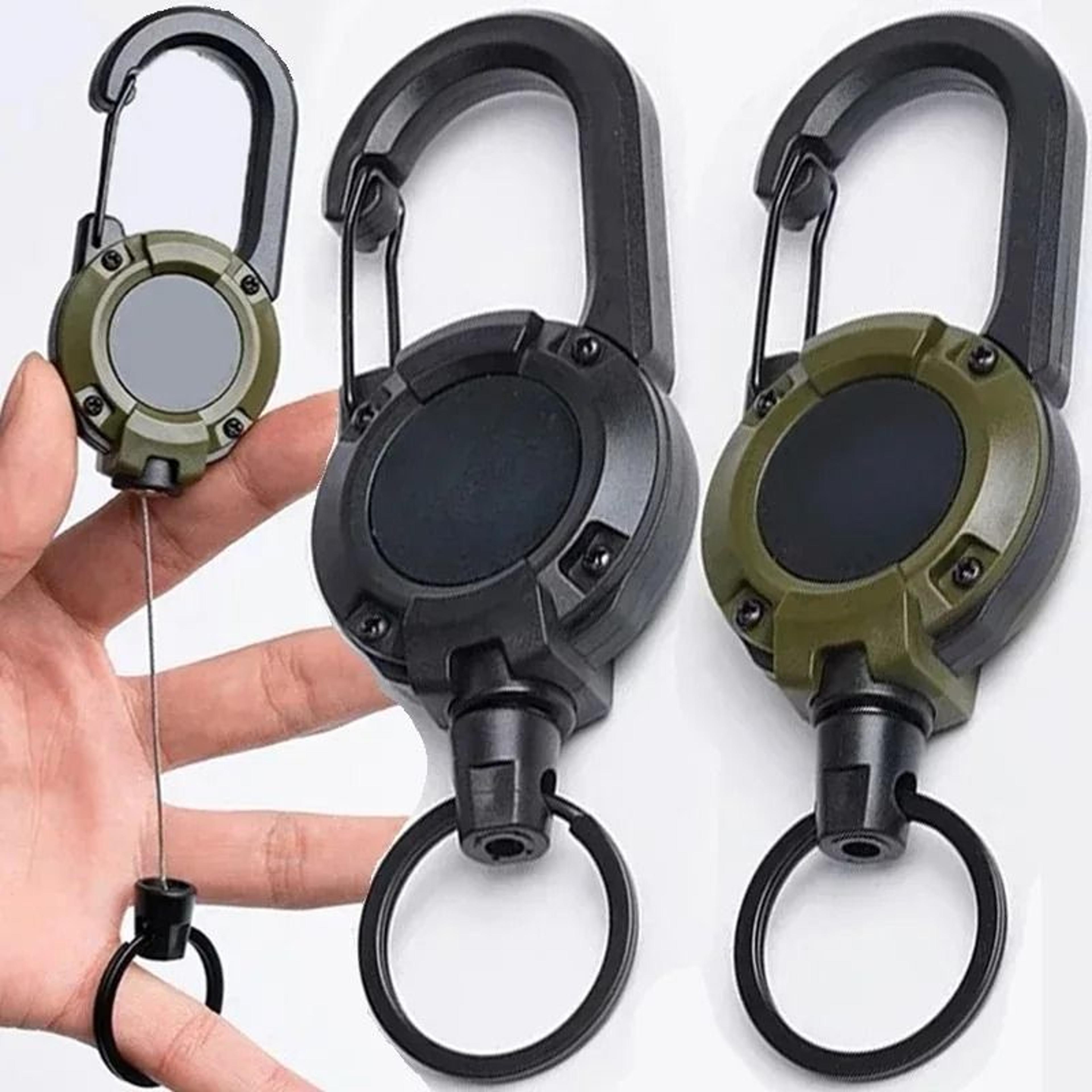 professional retractable heavy-duty pull reel carabiner – industrial-grade outdoor keychain tool