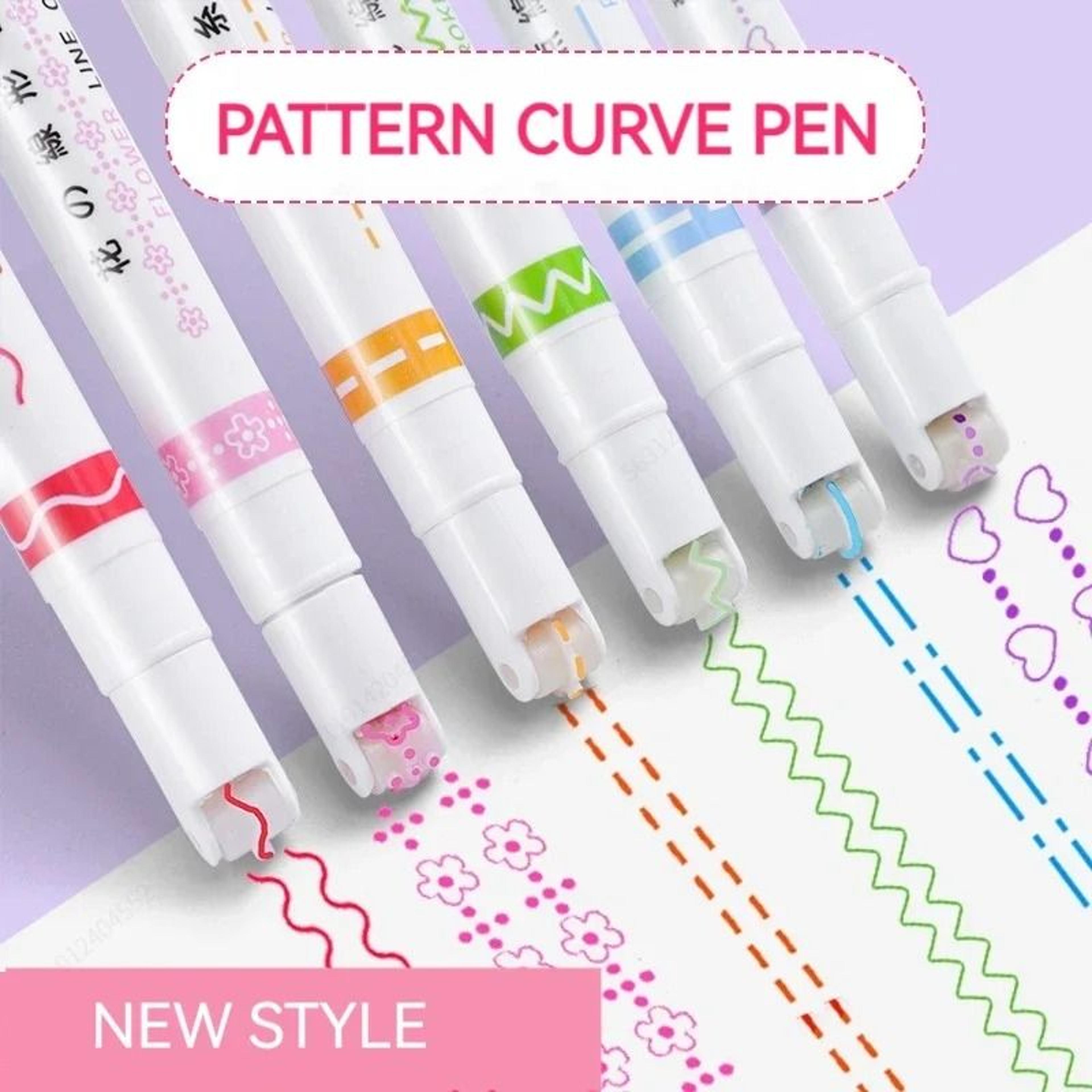 kawaii flower line shape roller curve highlighter pen set