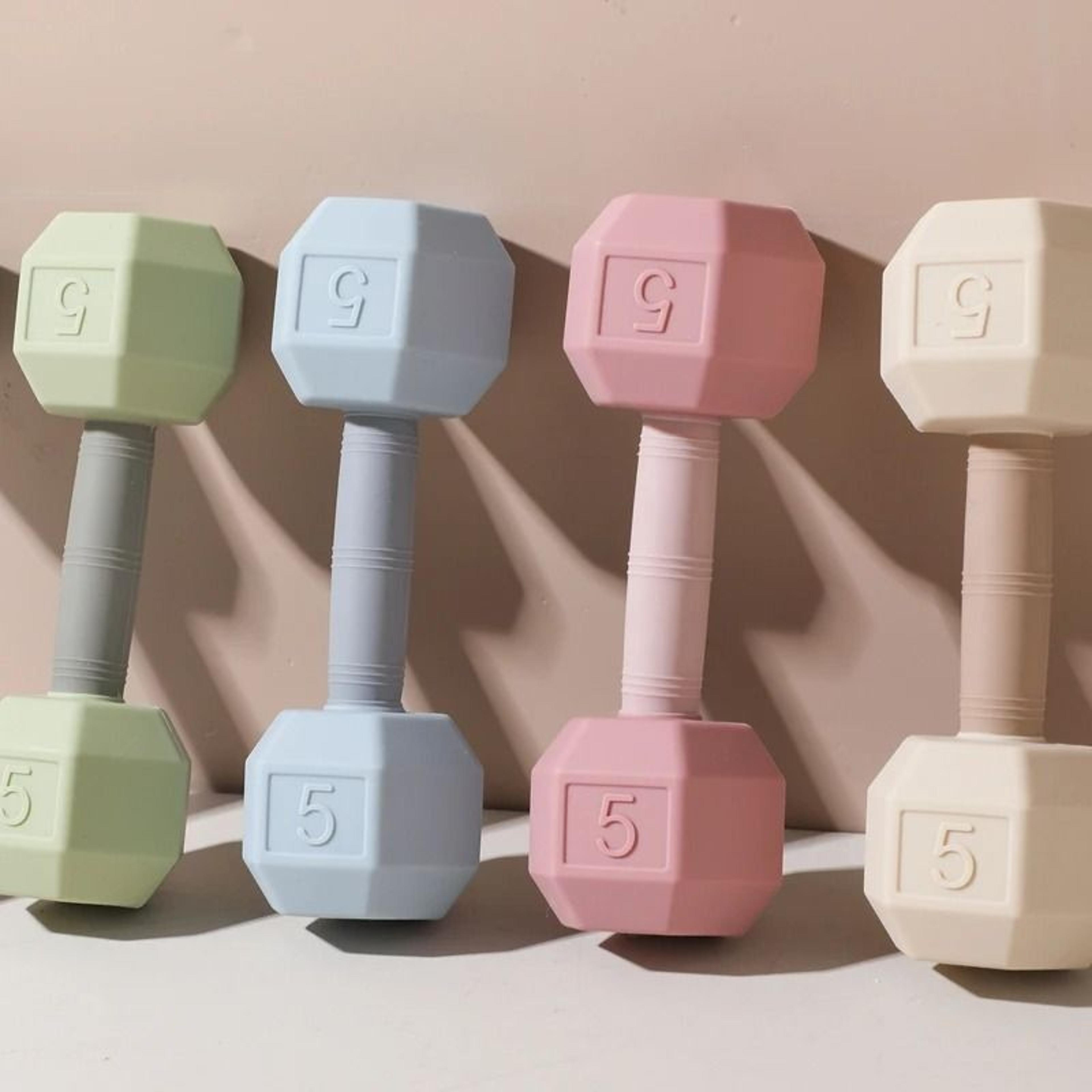 baby silicone teething dumbbell rattle toy
