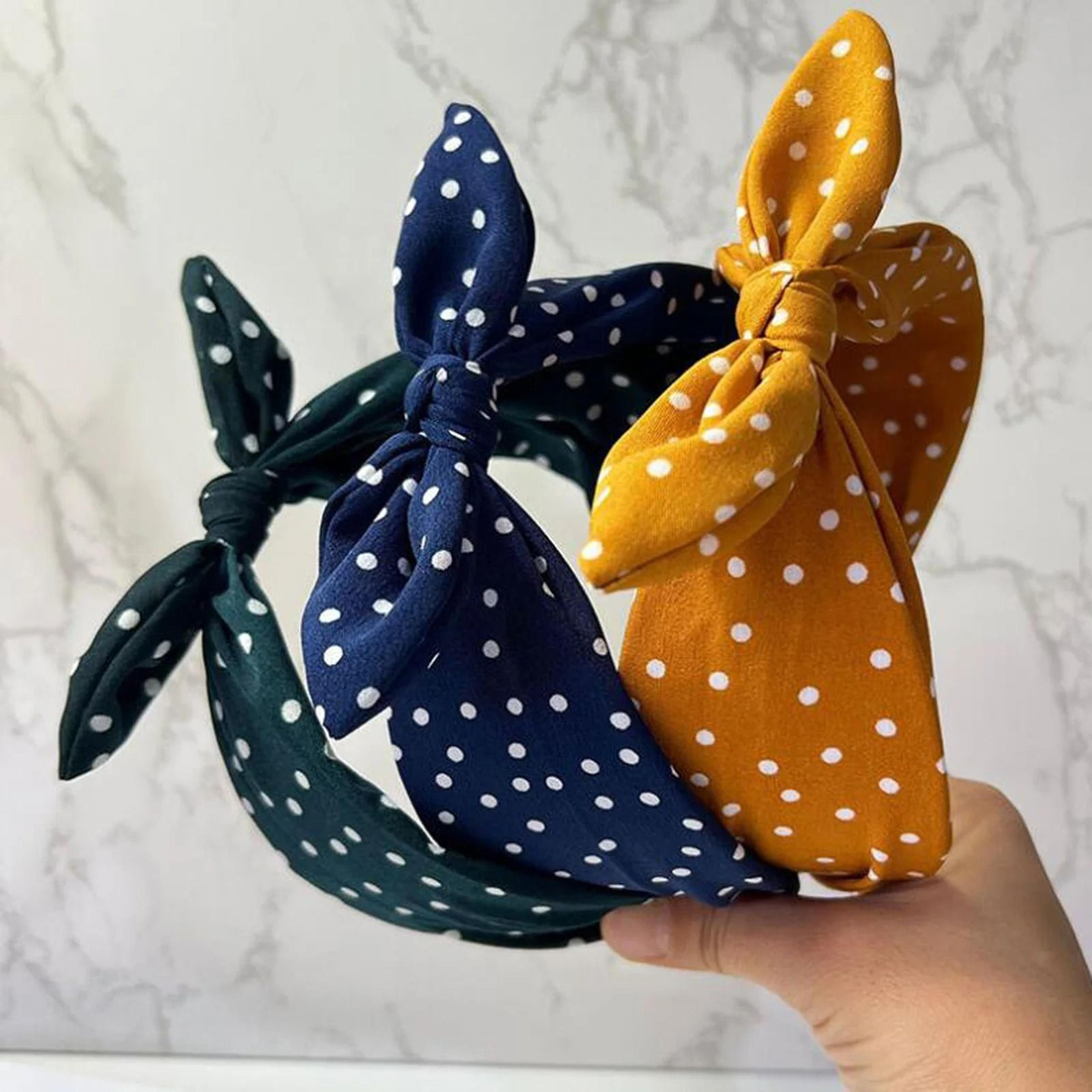 3pcs vintage polka dot headband set